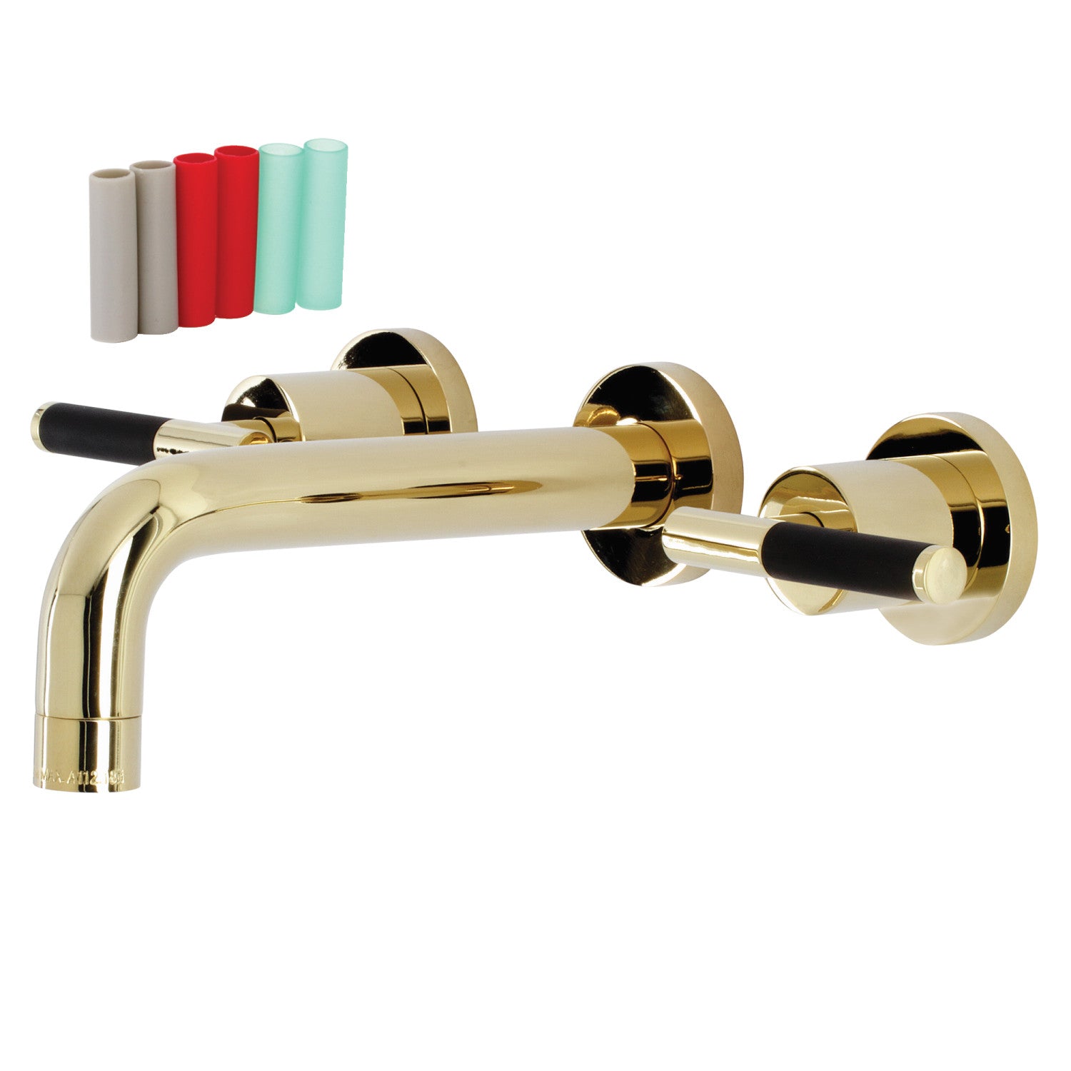 Kingston Sona KS8122CKL - Kaiser Double-Handle 3-Hole Wall Mount Bathroom Faucet, Polished Brass