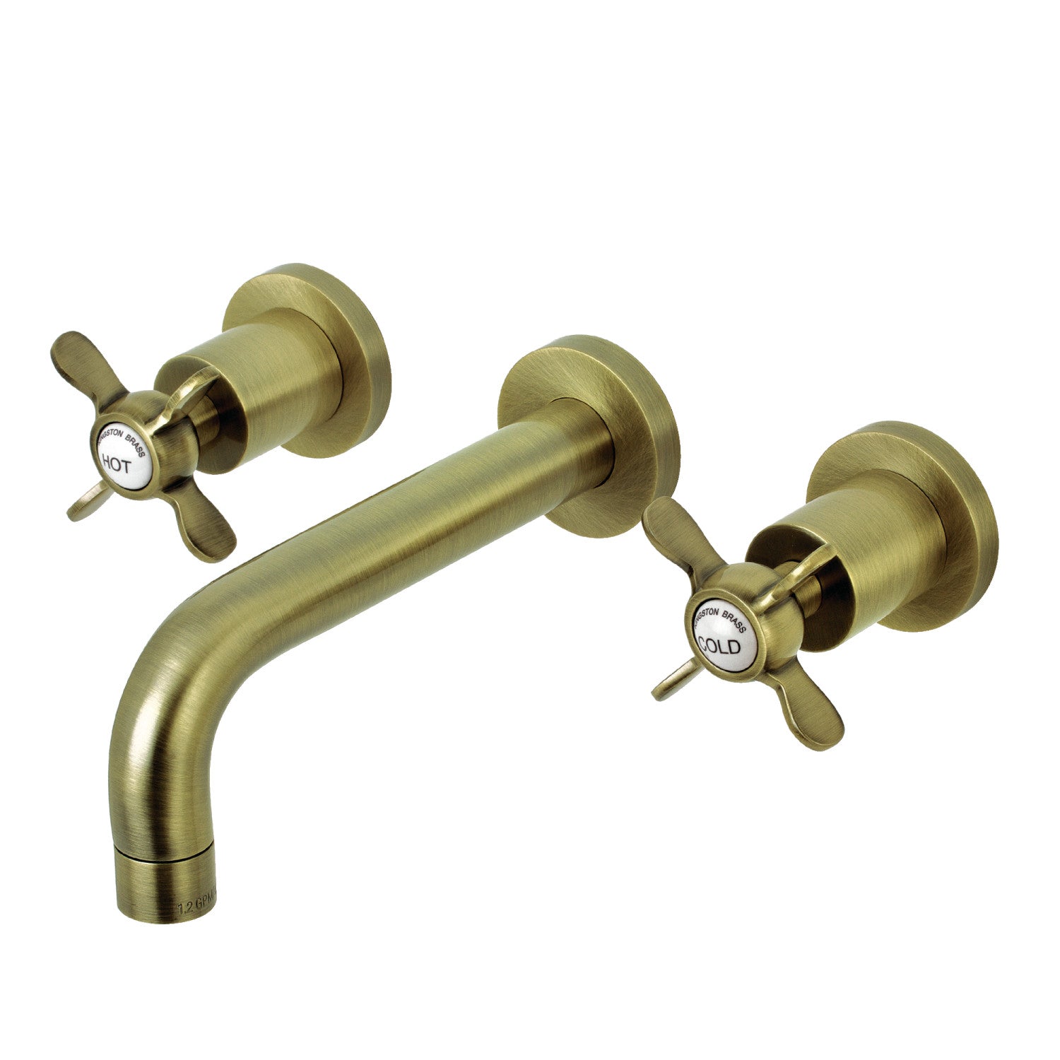 Kingston Sona KS8123BEX - Essex Double-Handle 3-Hole Wall Mount Bathroom Faucet, Antique Brass