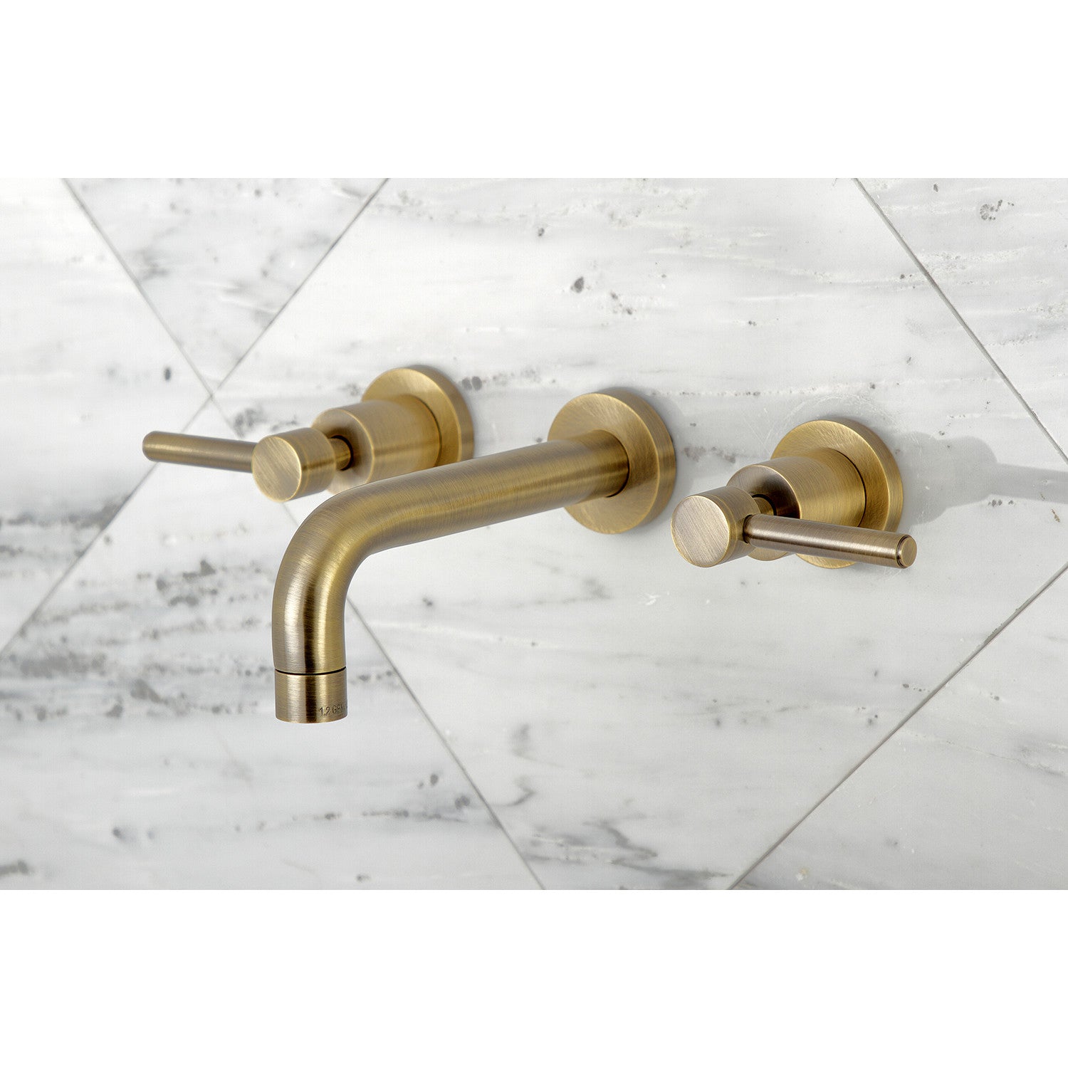 Kingston Sona KS8123DL - Concord Double-Handle 3-Hole Wall Mount Bathroom Faucet, Antique Brass — thumbnail 2