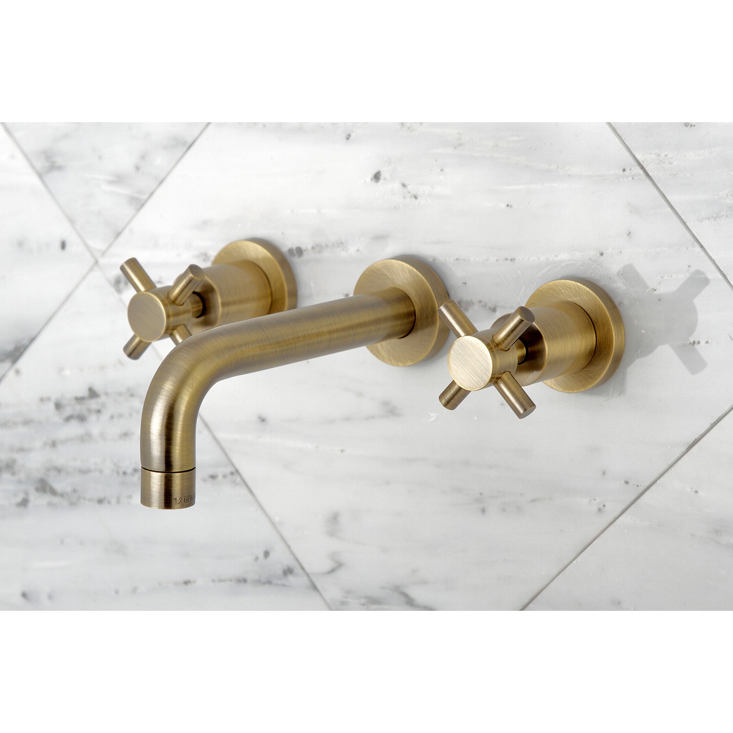 Kingston Sona KS8123DX - Concord Double-Handle 3-Hole Wall Mount Bathroom Faucet, Antique Brass — thumbnail 3