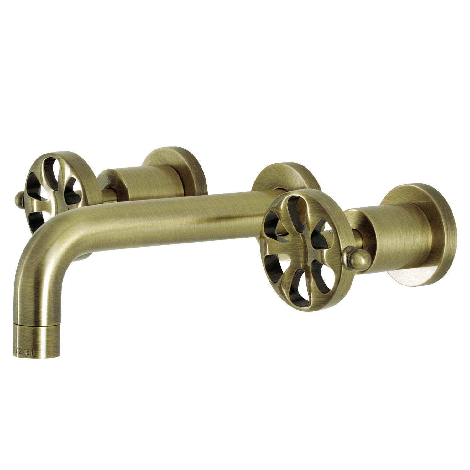Kingston Sona KS8123RX - Belknap Double-Handle 3-Hole Wall Mount Bathroom Faucet, Antique Brass
