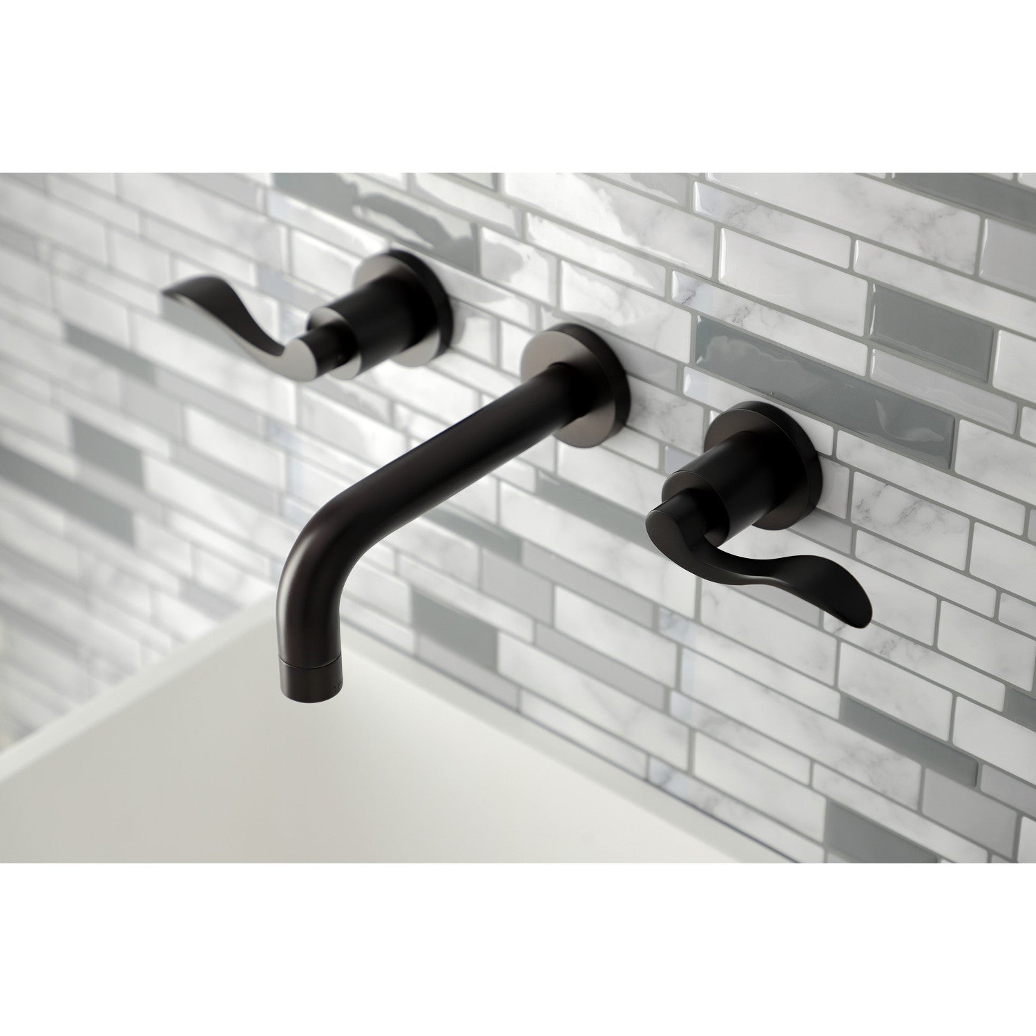 Kingston Tulare KS8125DFL - NuWave Double-Handle 3-Hole Wall Mount Bathroom Faucet, Oil Rubbed Bronze — thumbnail 2