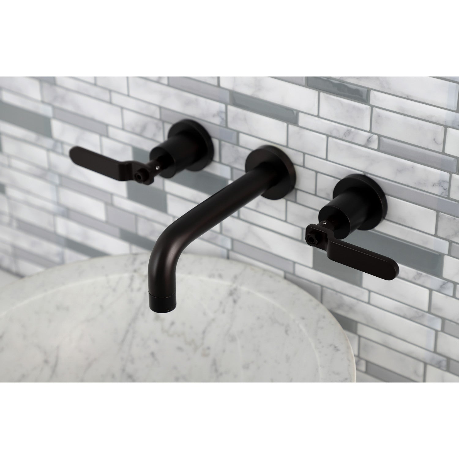 Kingston Sona KS8125KL - Whitaker Double-Handle 3-Hole Wall Mount Bathroom Faucet, Oil Rubbed Bronze — thumbnail 2