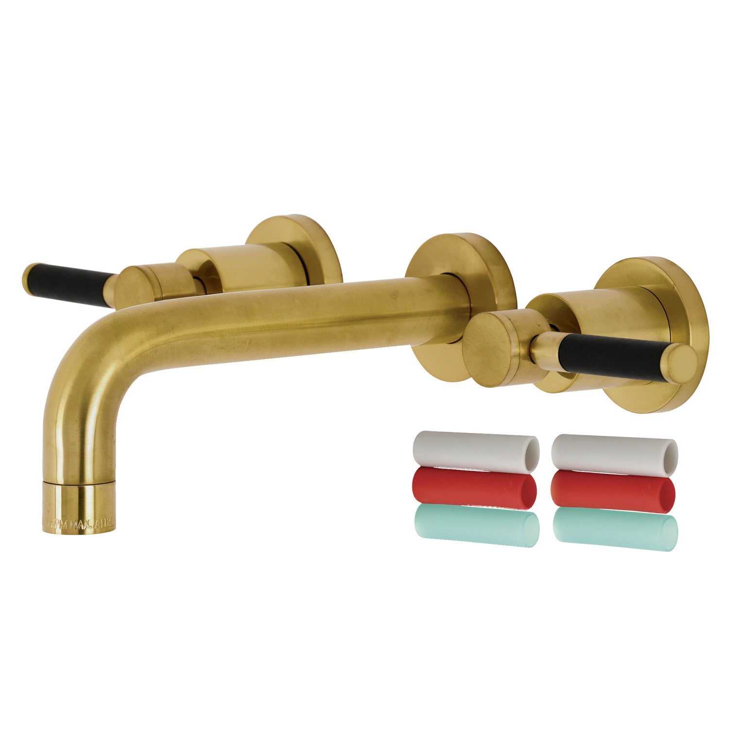 Kingston Sona KS8127DKL - Kaiser Double-Handle 3-Hole Wall Mount Bathroom Faucet, Brushed Brass