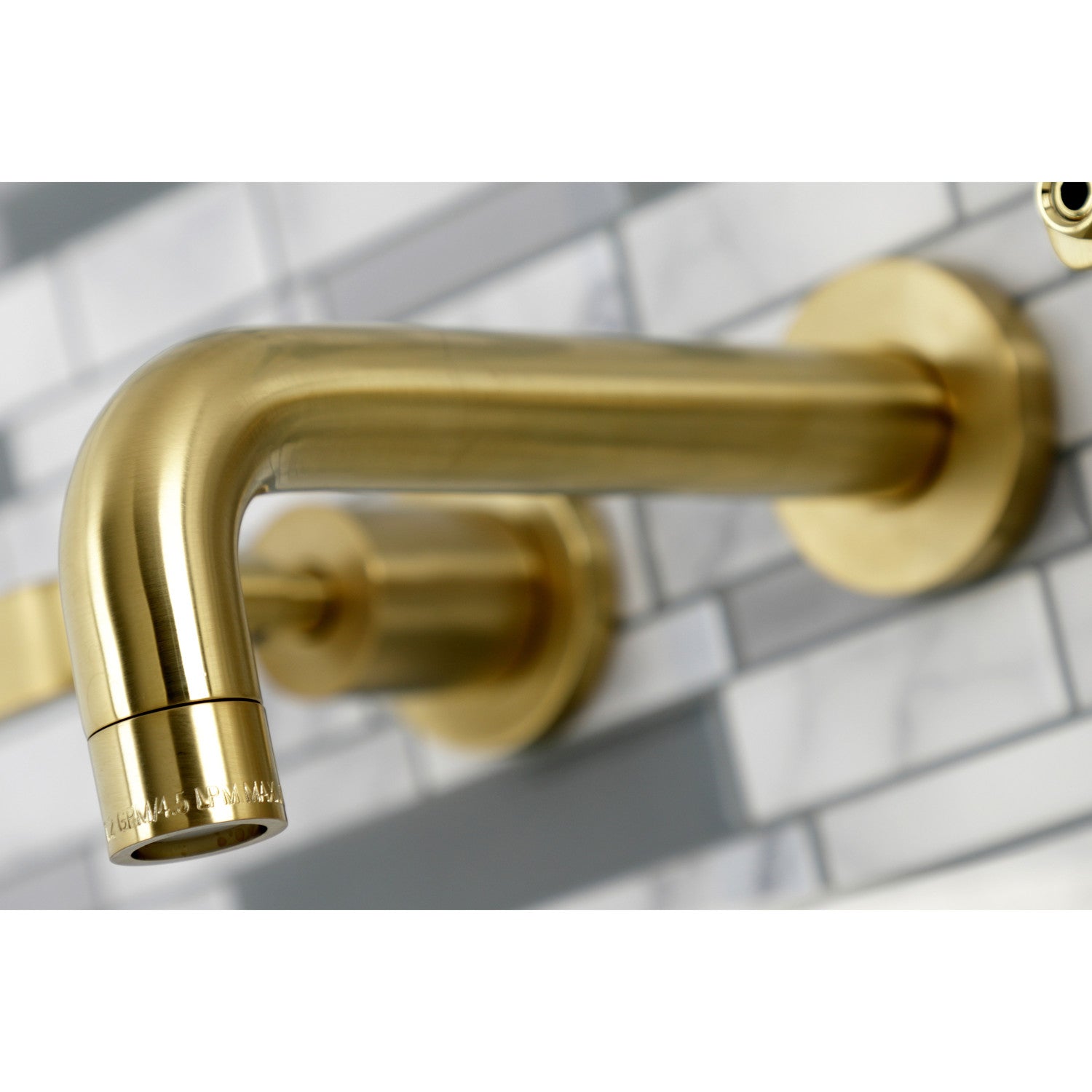 Kingston Sona KS8127KL - Whitaker Double-Handle 3-Hole Wall Mount Bathroom Faucet, Brushed Brass — thumbnail 3