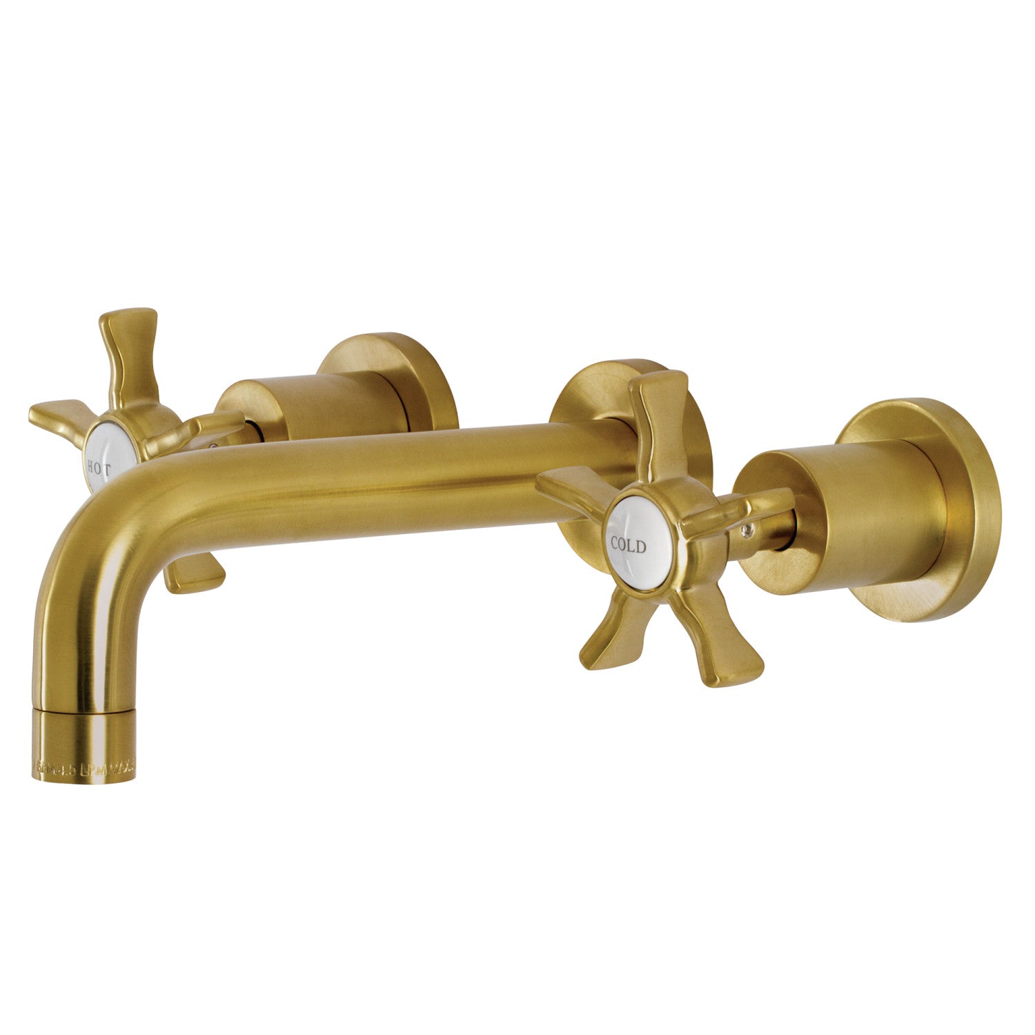 Kingston Sona KS8127NX - Hamilton Double-Handle 3-Hole Wall Mount Bathroom Faucet, Brushed Brass