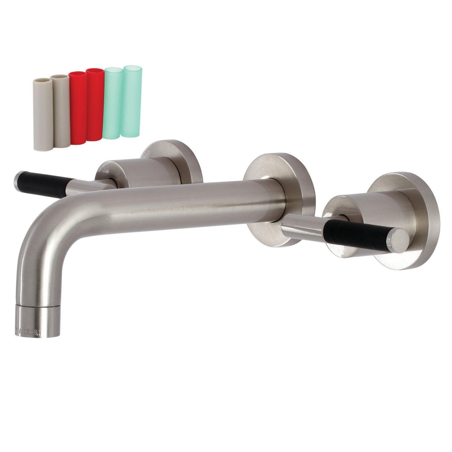Kingston Sona KS8128CKL - Kaiser Double-Handle 3-Hole Wall Mount Bathroom Faucet, Brushed Nickel