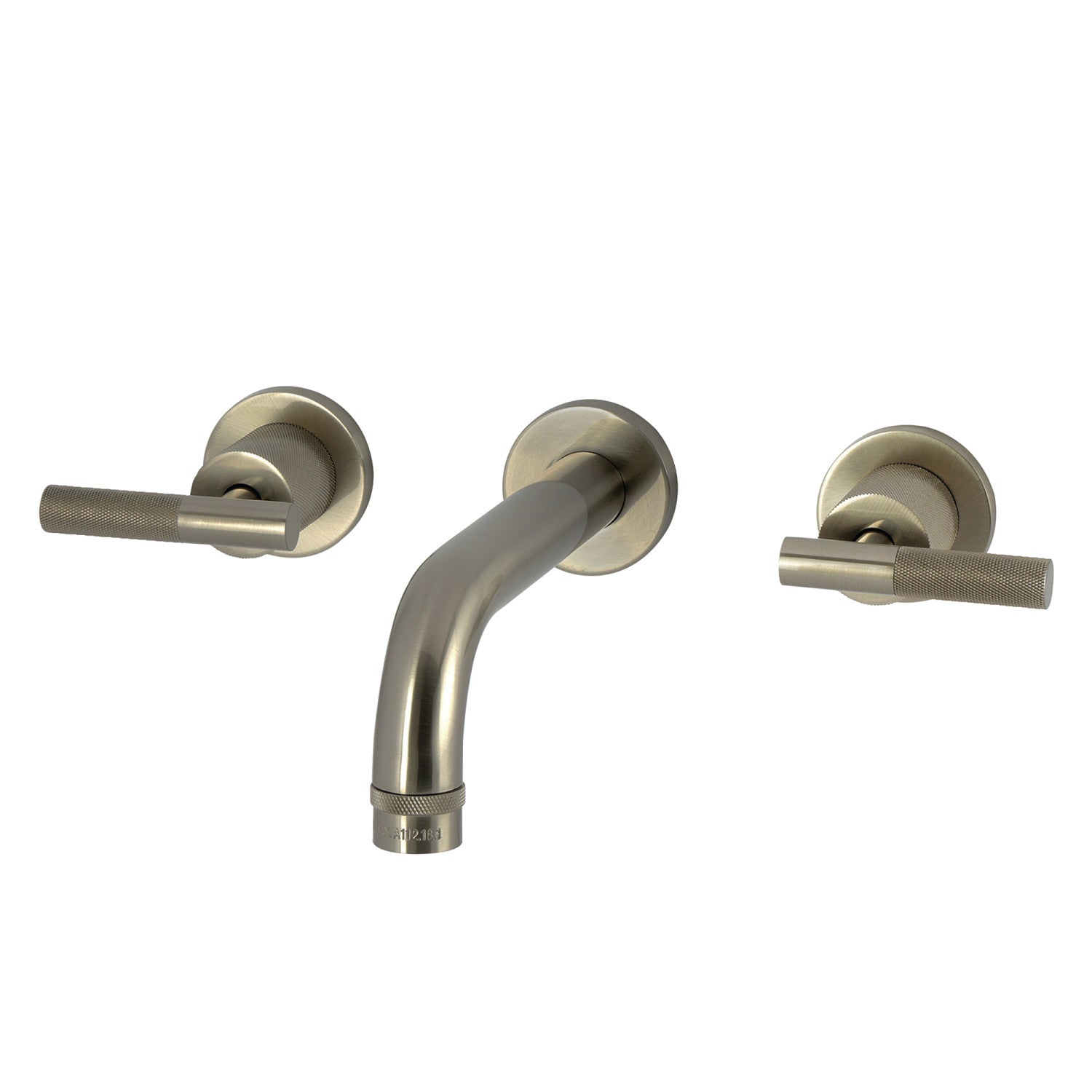 Kingston Sona KS8128KNL - Convergent Double-Handle 3-Hole Wall Mount Bathroom Faucet with Knurled Handle, Brushed Nickel