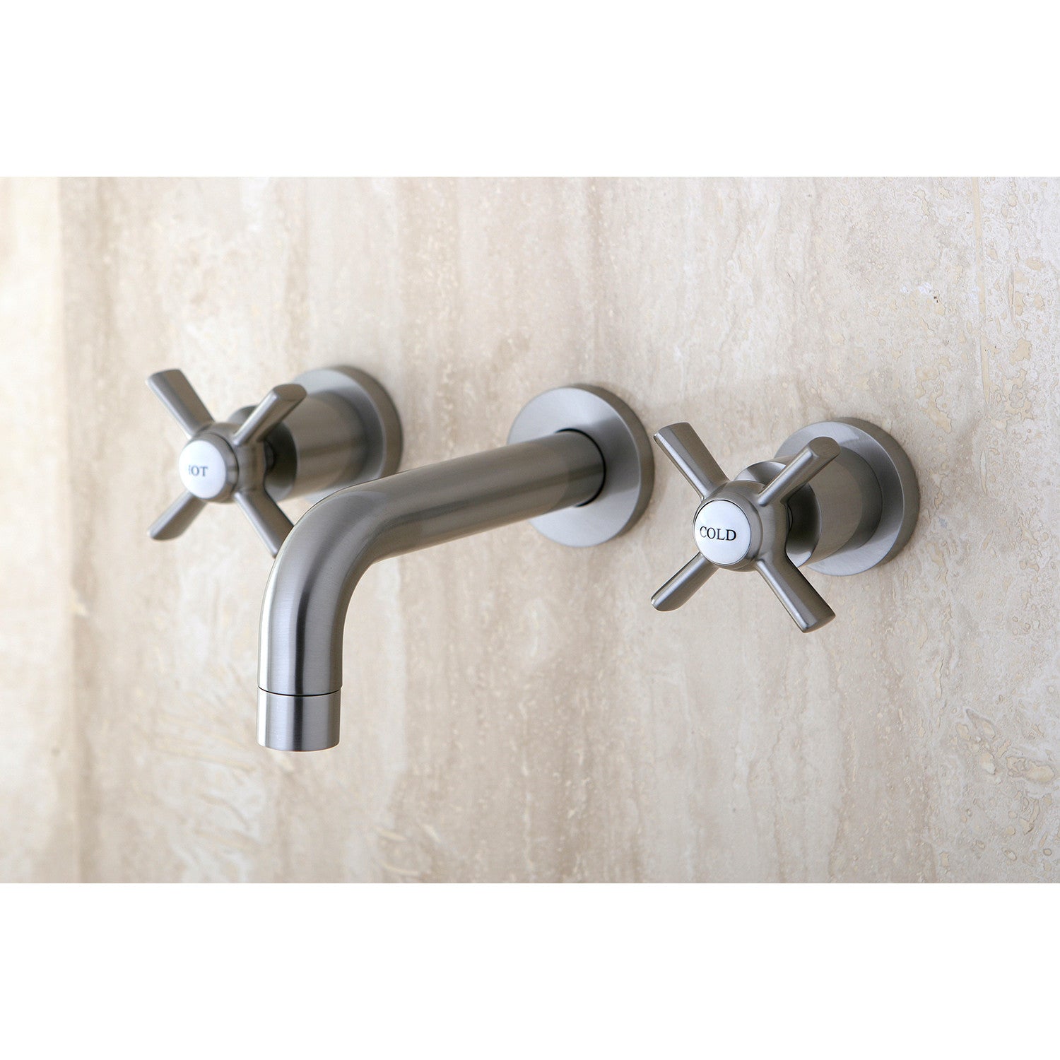 Kingston Sona KS8128ZX - Millennium Double-Handle 3-Hole Wall Mount Bathroom Faucet, Brushed Nickel — thumbnail 3