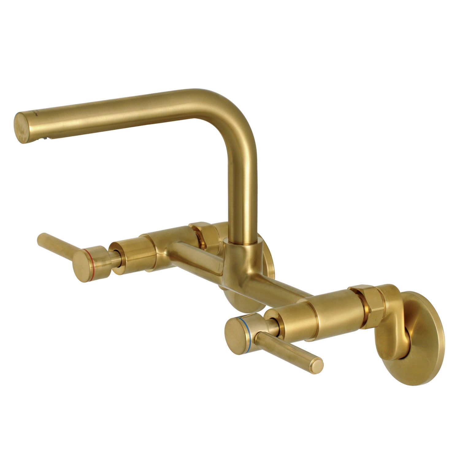 Kingston Sona KS812SB - Concord Two-Handle 2-Hole Wall Mount Bridge Kitchen Faucet, Brushed Brass