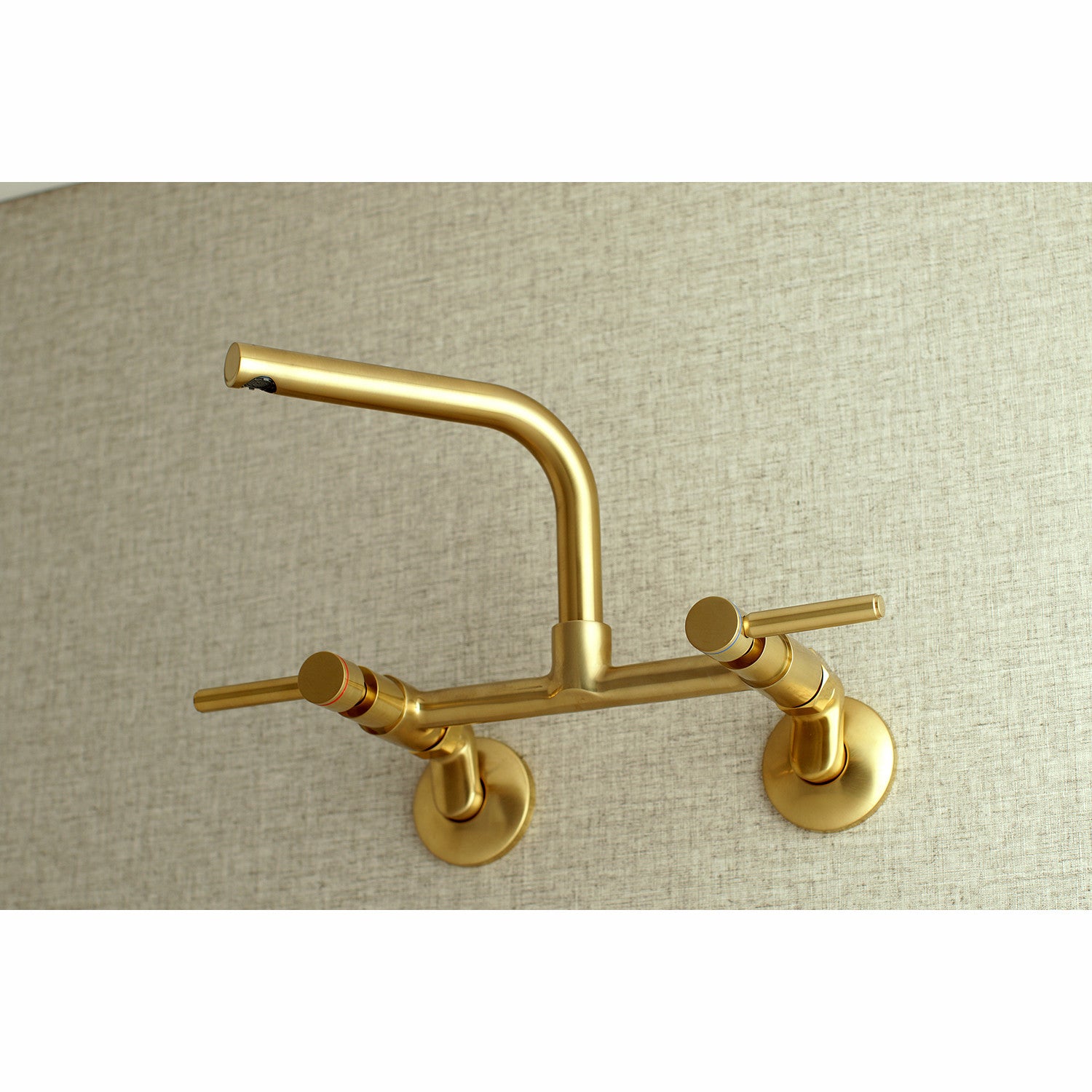 Kingston Sona KS812SB - Concord Two-Handle 2-Hole Wall Mount Bridge Kitchen Faucet, Brushed Brass — thumbnail 2