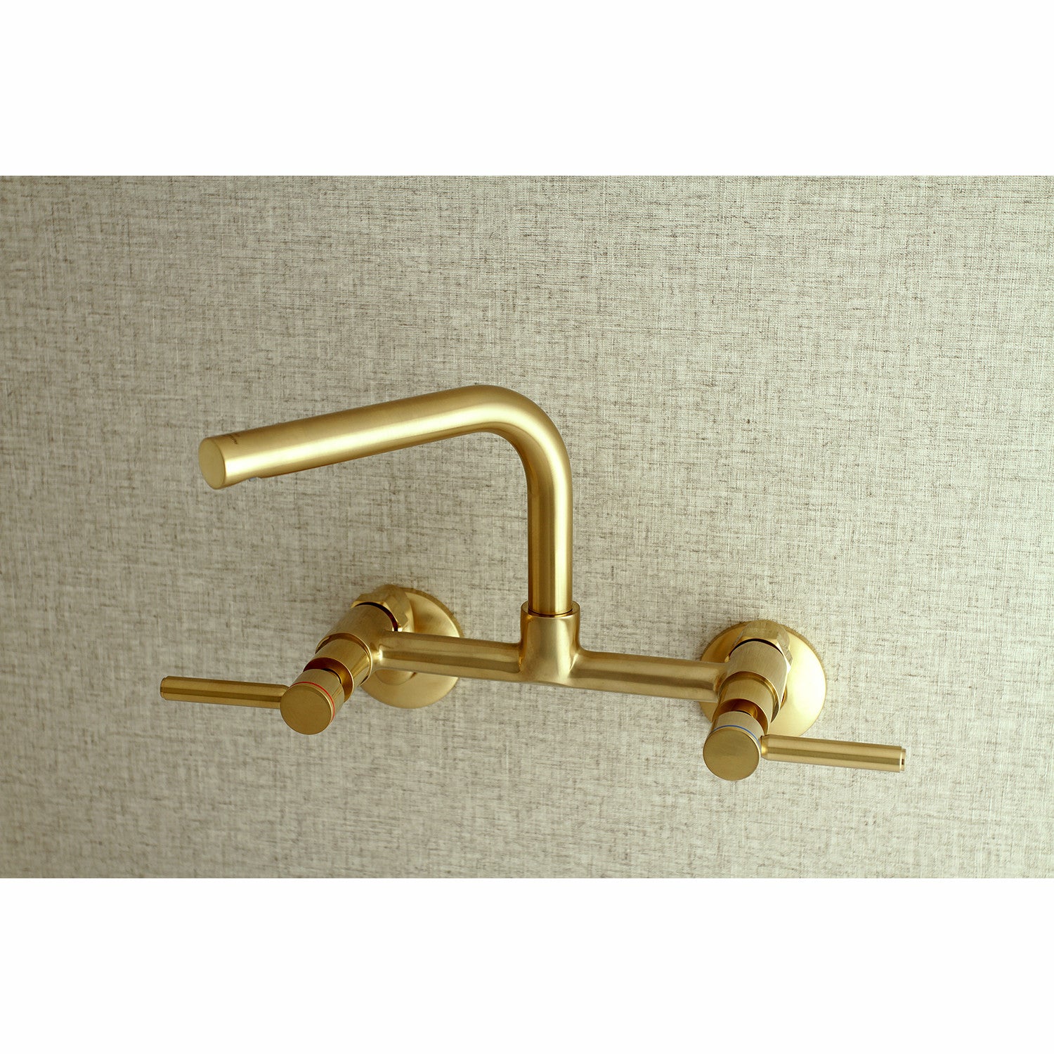 Kingston Sona KS812SB - Concord Two-Handle 2-Hole Wall Mount Bridge Kitchen Faucet, Brushed Brass — thumbnail 3