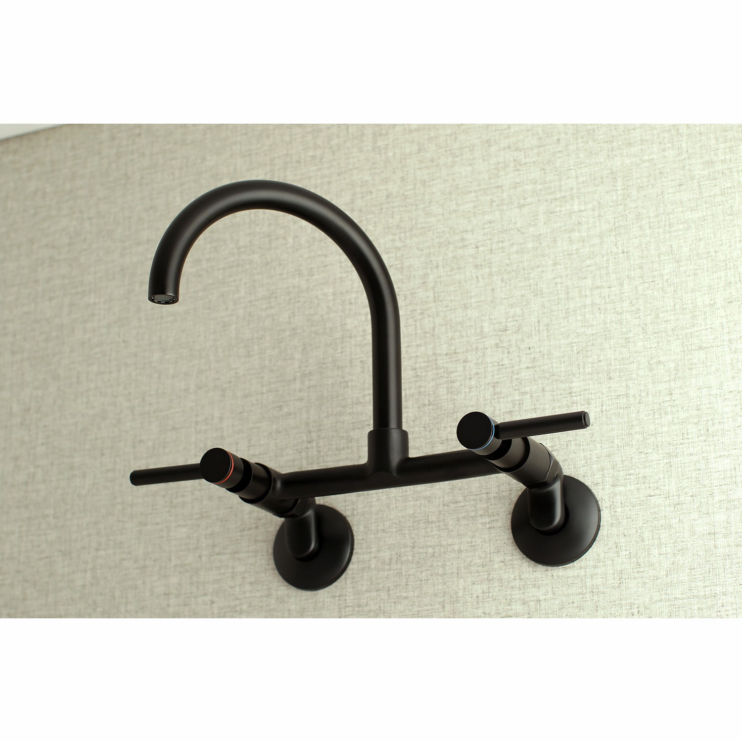 Kingston Sona KS814MB - Concord Two-Handle 2-Hole Wall Mount Bridge Kitchen Faucet, Matte Black — thumbnail 2