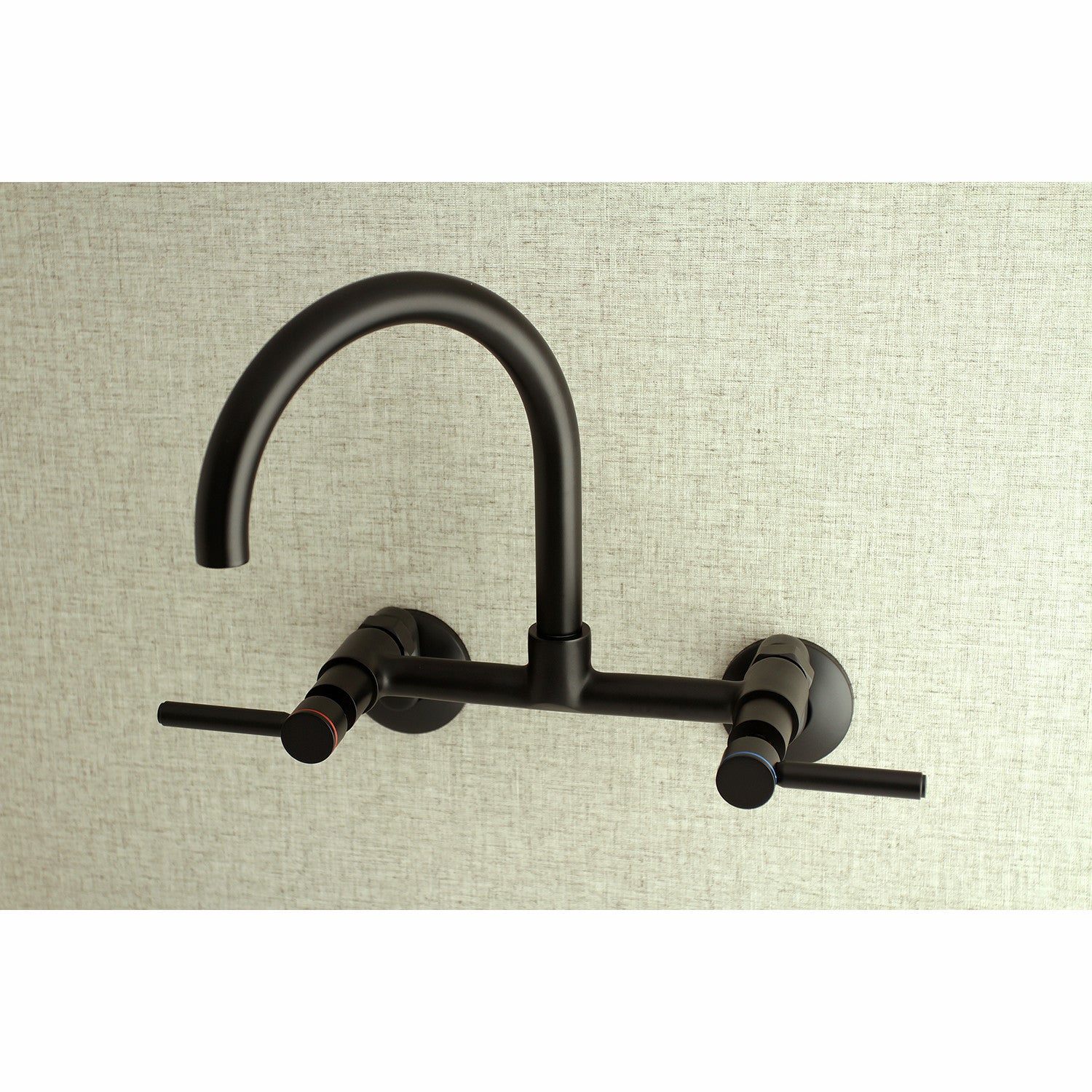 Kingston Sona KS814MB - Concord Two-Handle 2-Hole Wall Mount Bridge Kitchen Faucet, Matte Black — thumbnail 3