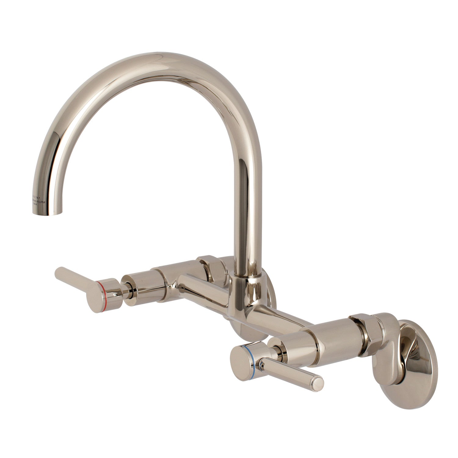 Kingston Sona KS814PN - Concord Two-Handle 2-Hole Wall Mount Bridge Kitchen Faucet, Polished Nickel