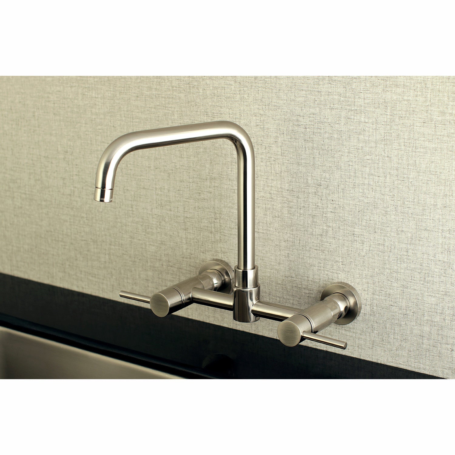 Kingston Sona KS8168DL - Concord Two-Handle 2-Hole Wall Mount Bridge Kitchen Faucet, Brushed Nickel — thumbnail 2