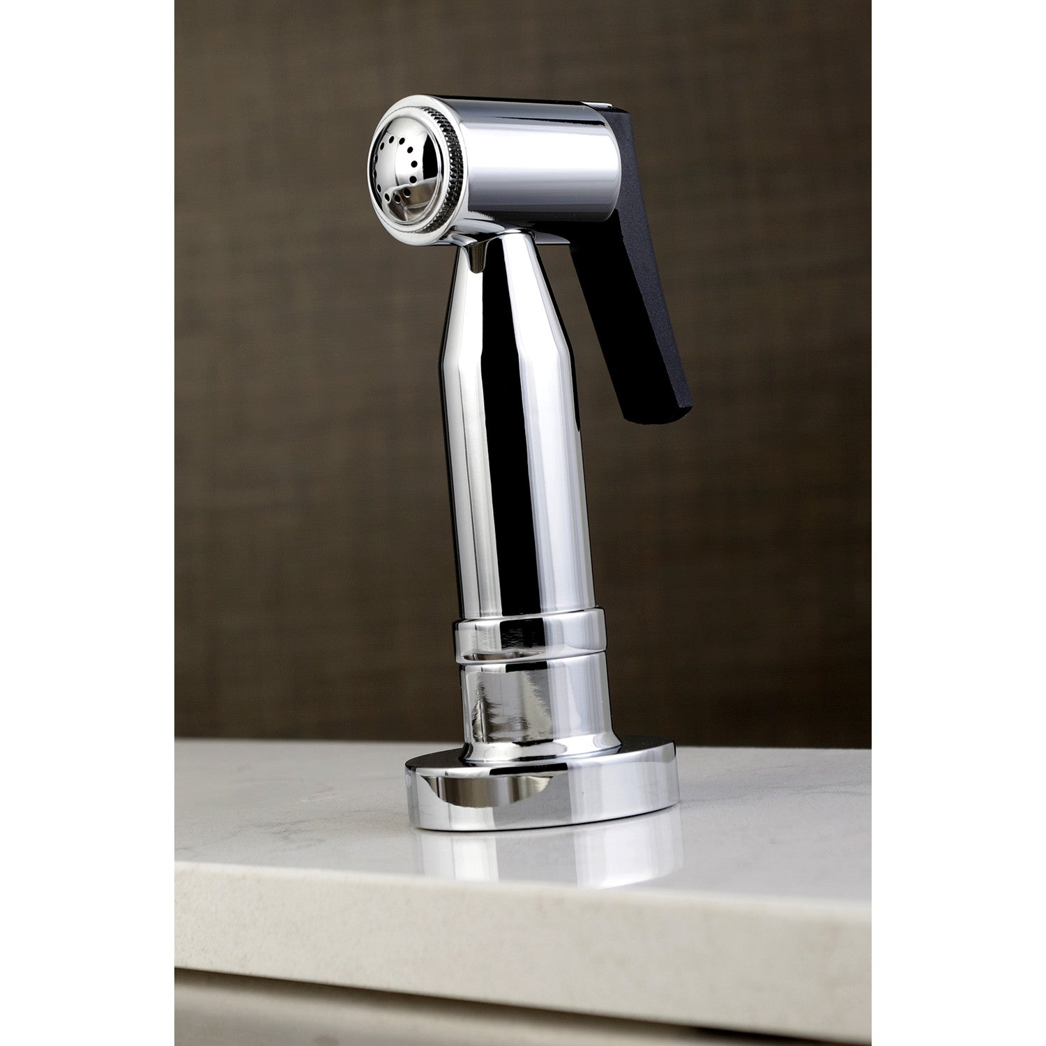 Kingston Sona KS8271DLBS - Concord Two-Handle 4-Hole Deck Mount Bridge Kitchen Faucet with Brass Sprayer, Polished Chrome — thumbnail 2