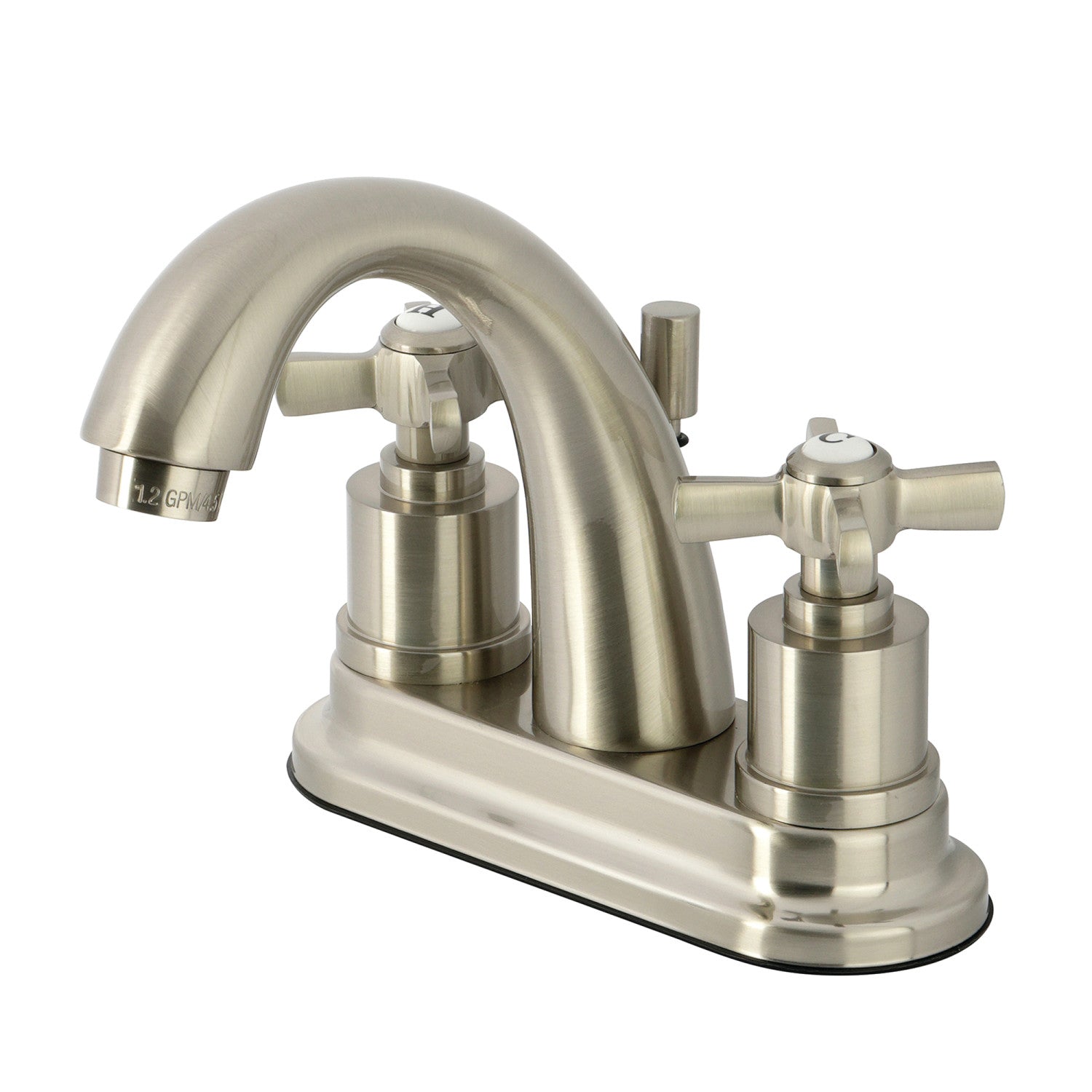 Kingston Tulare KS8618ZX - Millennium Double-Handle 3-Hole Deck Mount 4-Inch Centerset Bathroom Faucet with Brass Pop-Up, Brushed Nickel
