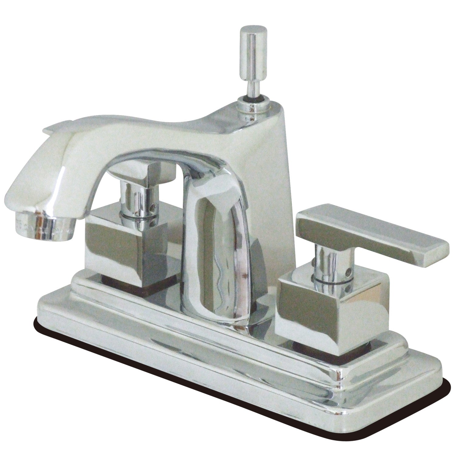 Kingston Tulare KS8641QLL - Executive Double-Handle 3-Hole Deck Mount 4-Inch Centerset Bathroom Faucet with Brass Pop-Up, Polished Chrome