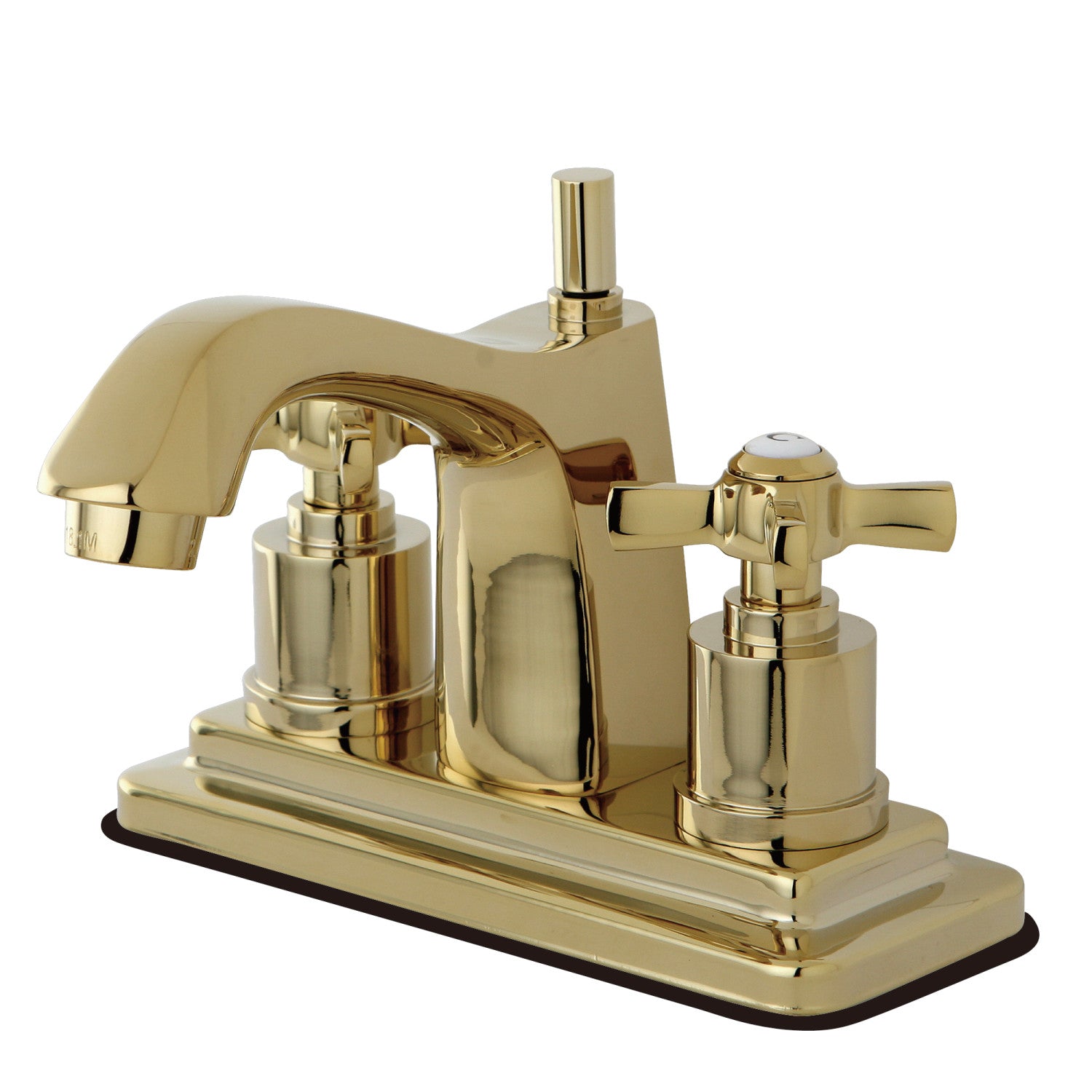 Kingston Tulare KS8642ZX - Millennium Double-Handle 3-Hole Deck Mount 4-Inch Centerset Bathroom Faucet with Brass Pop-Up, Polished Brass