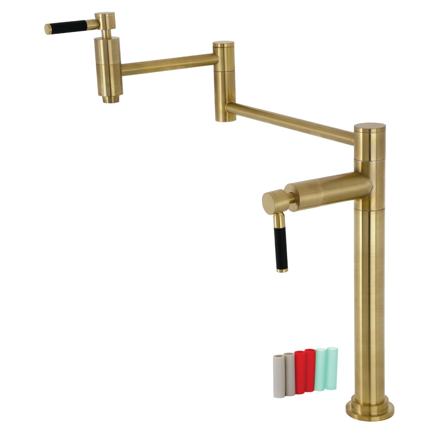Kingston Sona KS8707DKL - Kaiser Two-Handle 1-Hole Deck Mount Pot Filler Faucet, Brushed Brass — image 1