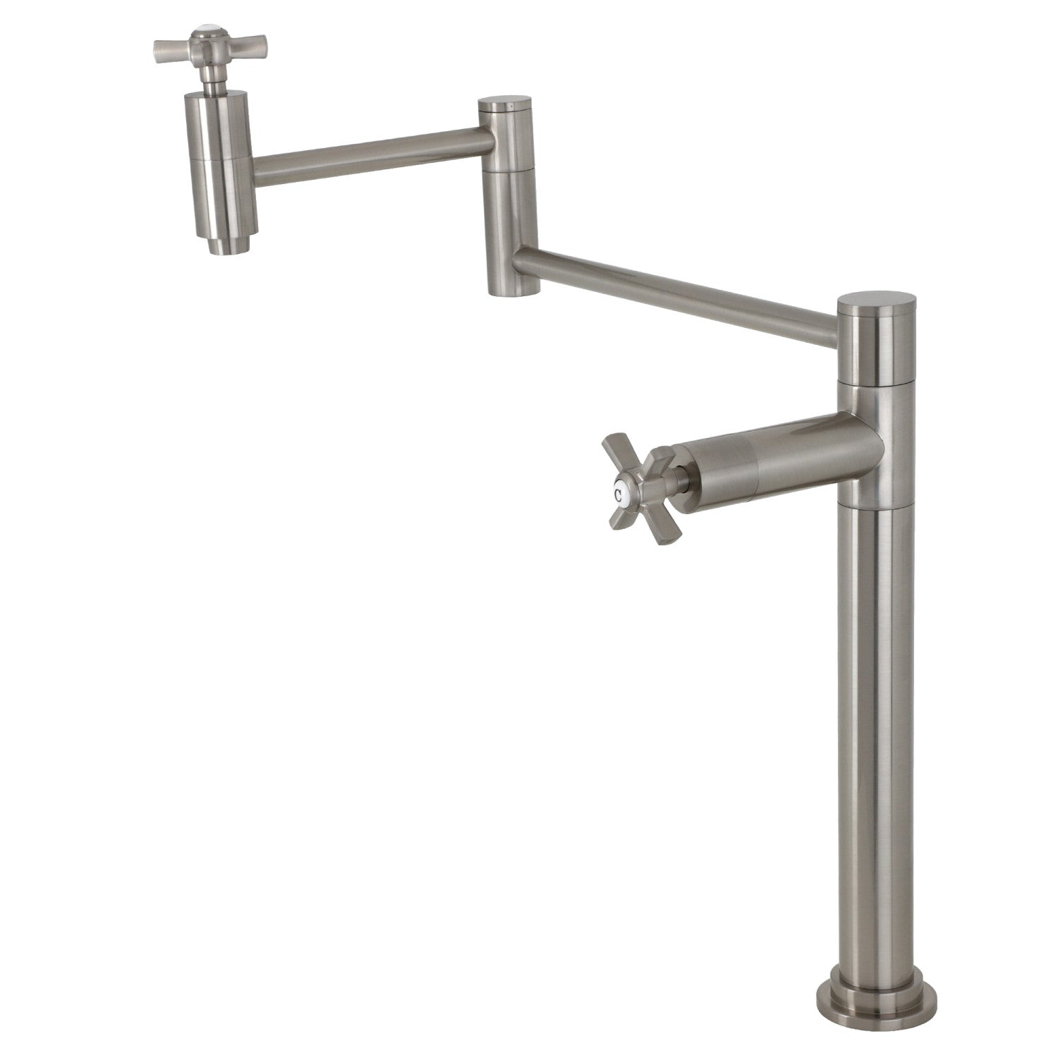 Kingston Tulare KS8708ZX - Millennium Two-Handle 1-Hole Deck Mount Pot Filler Faucet, Brushed Nickel