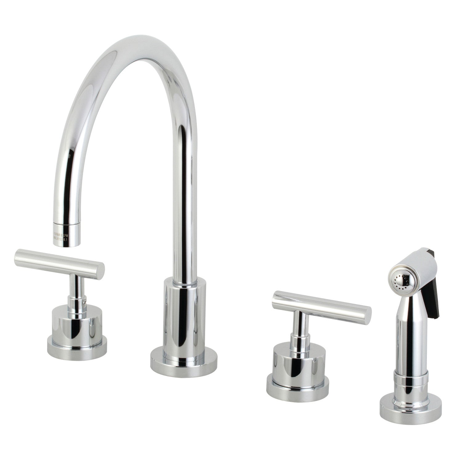 Kingston Sona KS8721CMLBS - Manhattan Double-Handle 4-Hole Widespread Kitchen Faucet with Brass Sprayer, Polished Chrome