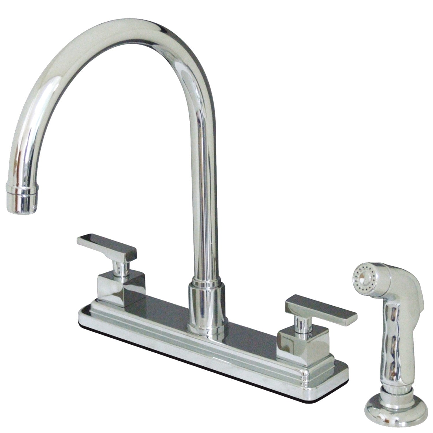 Kingston Sona KS8791QLL - Executive Two-Handle 4-Hole 8" Centerset Kitchen Faucet with Side Sprayer, Polished Chrome