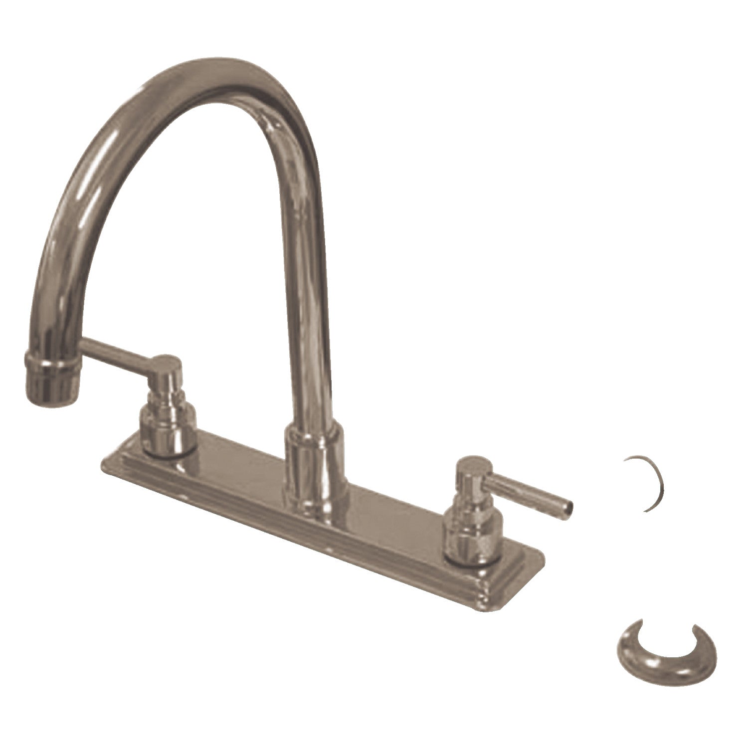 Kingston Tulare KS8798EL - Elinvar Two-Handle 4-Hole 8" Centerset Kitchen Faucet with Side Sprayer, Brushed Nickel