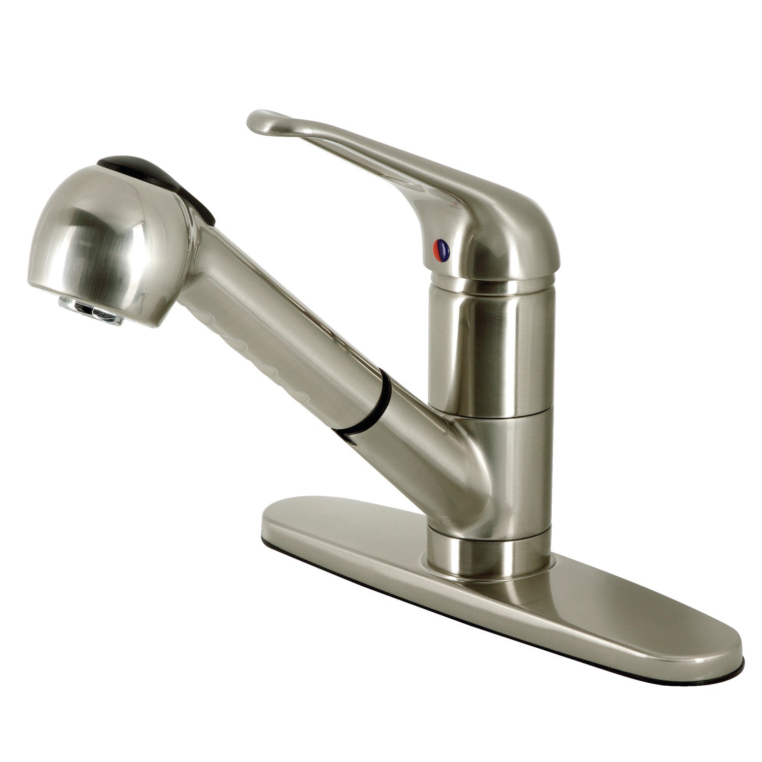 Kingston Tulare KS888SN - Wyndham Single-Handle 1-Hole Deck Mount Pull-Out Sprayer Kitchen Faucet, Brushed Nickel