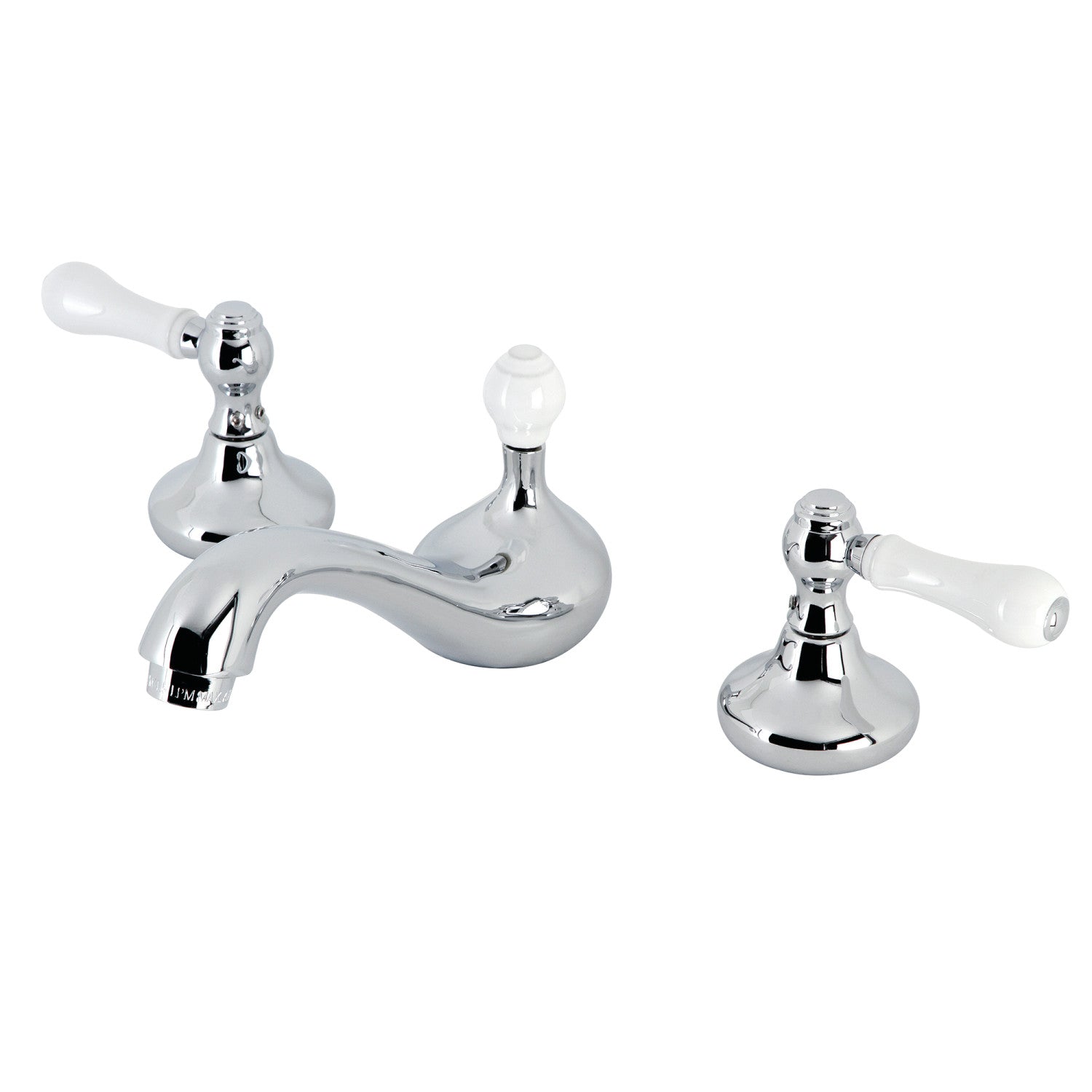 Kingston Heirloom KS941PLTwo-Handle 3-Hole Deck Mount Widespread Bathroom Faucet with ABS Pop-Up Drain, Polished Chrome