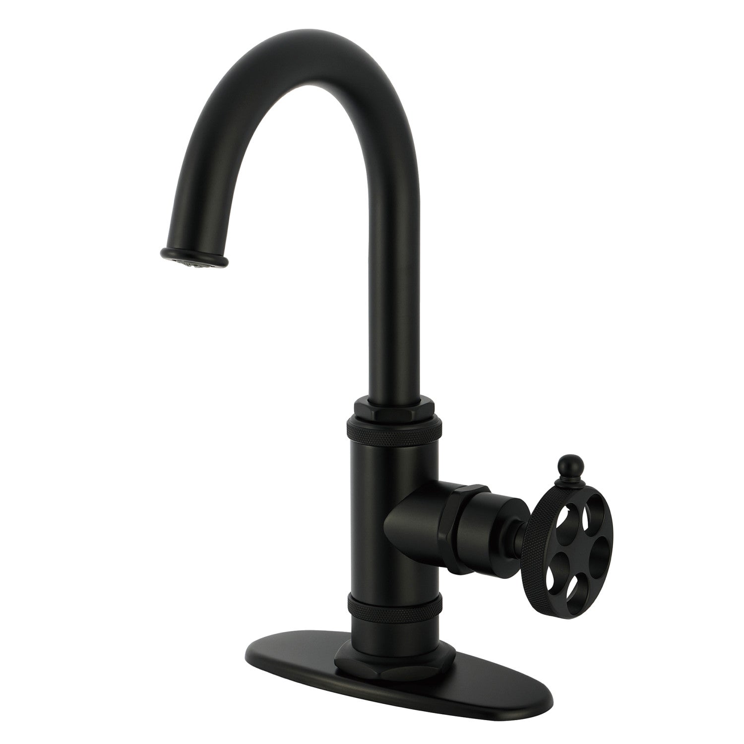 Kingston Sona KSD8500RKZ - Wendell One-Handle 1-Hole Deck Mount Bar Faucet with Knurled Handle, Matte Black