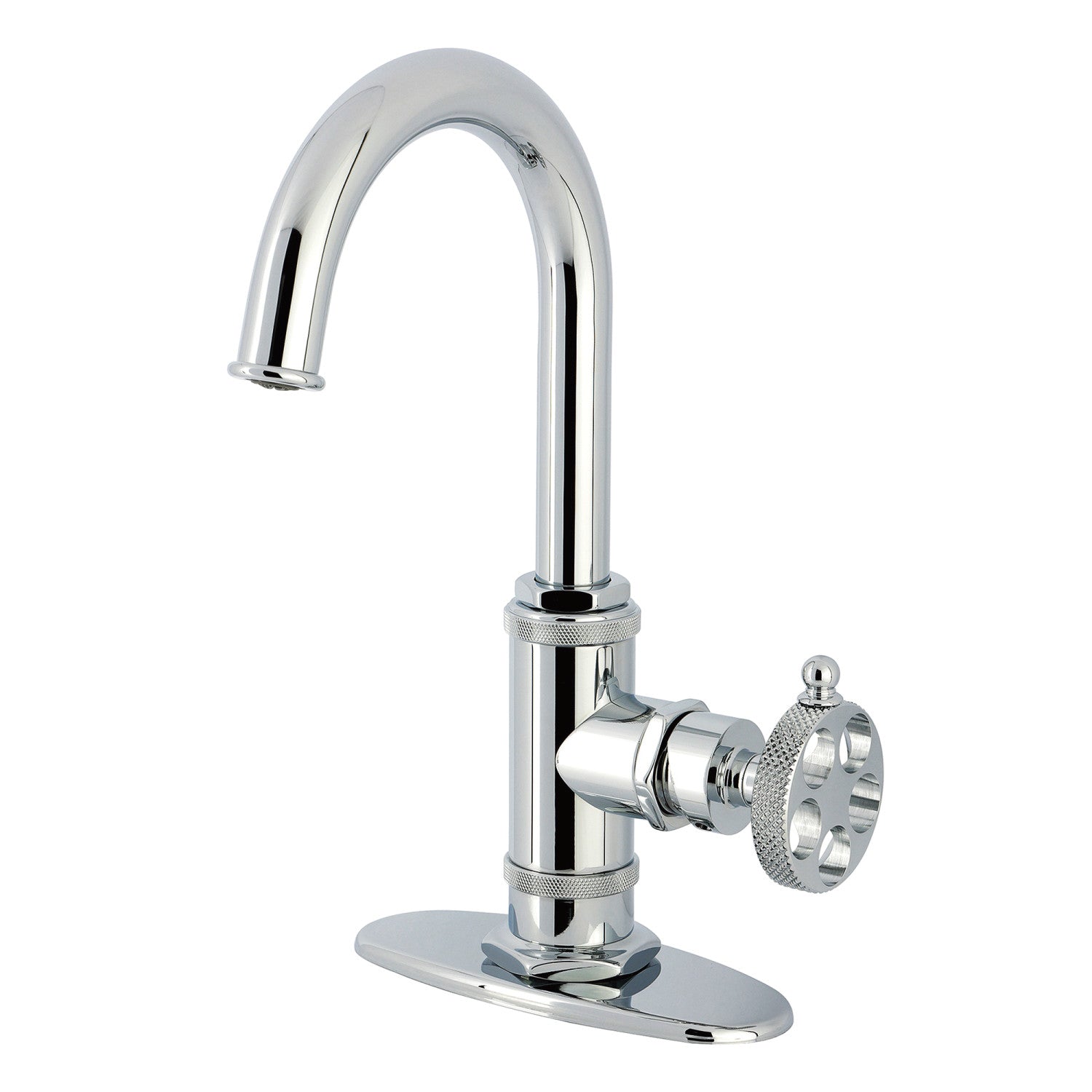 Kingston Sona KSD8501RKX - Webb One-Handle 1-Hole Deck Mount Bar Faucet with Knurled Handle, Polished Chrome