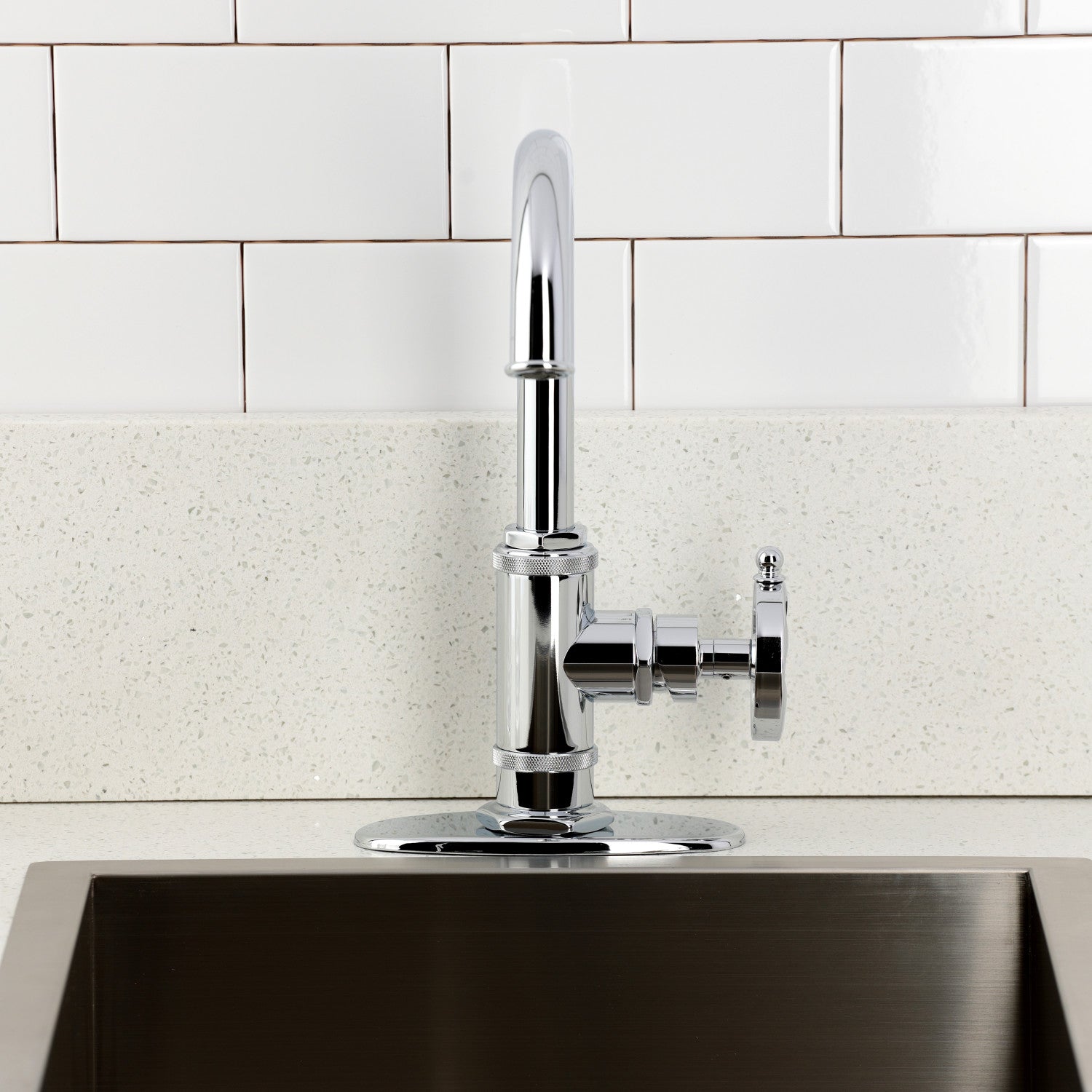 Kingston Sona KSD8501RX - Belknap One-Handle 1-Hole Deck Mount Bar Faucet, Polished Chrome — thumbnail 3