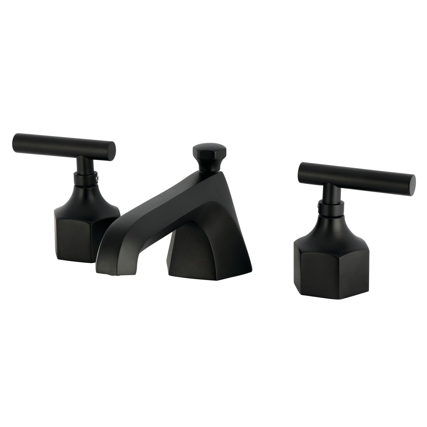 Kingston Sona KZ4460CML - Navei Two-Handle 3-Hole Deck Mount Widespread Bathroom Faucet with Brass Pop-Up, Matte Black