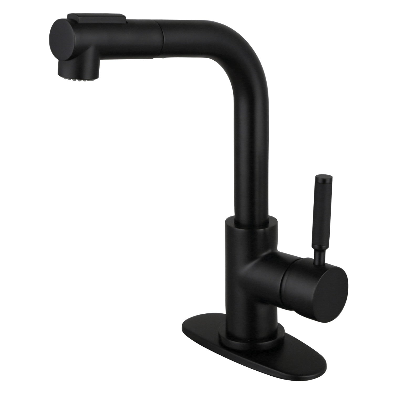Kingston Sona LS2410DKL - Kaiser Single-Handle 1-Hole Deck Mount Pull-Out Sprayer Bar Faucet, Matte Black