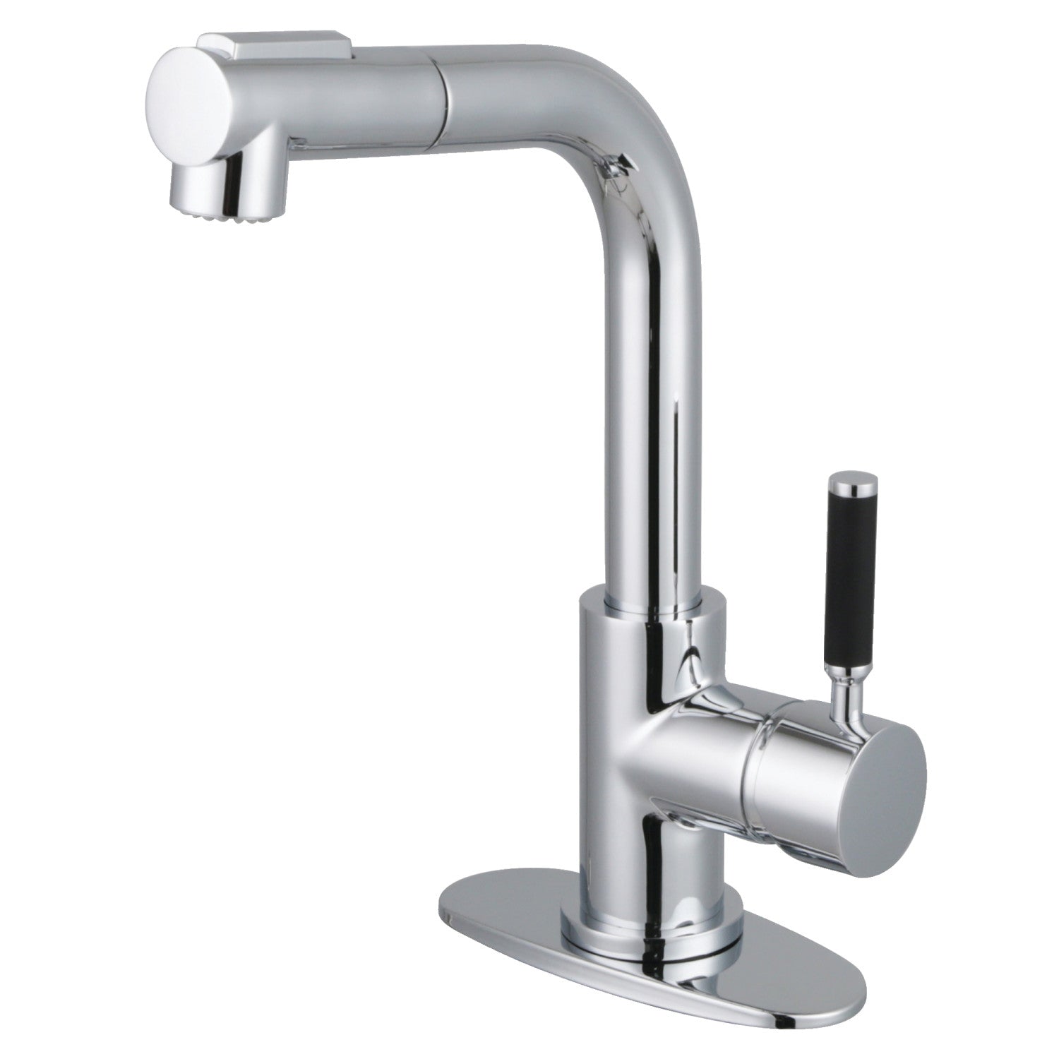 Kingston Sona LS2411DKL - Kaiser Single-Handle 1-Hole Deck Mount Pull-Out Sprayer Bar Faucet, Polished Chrome