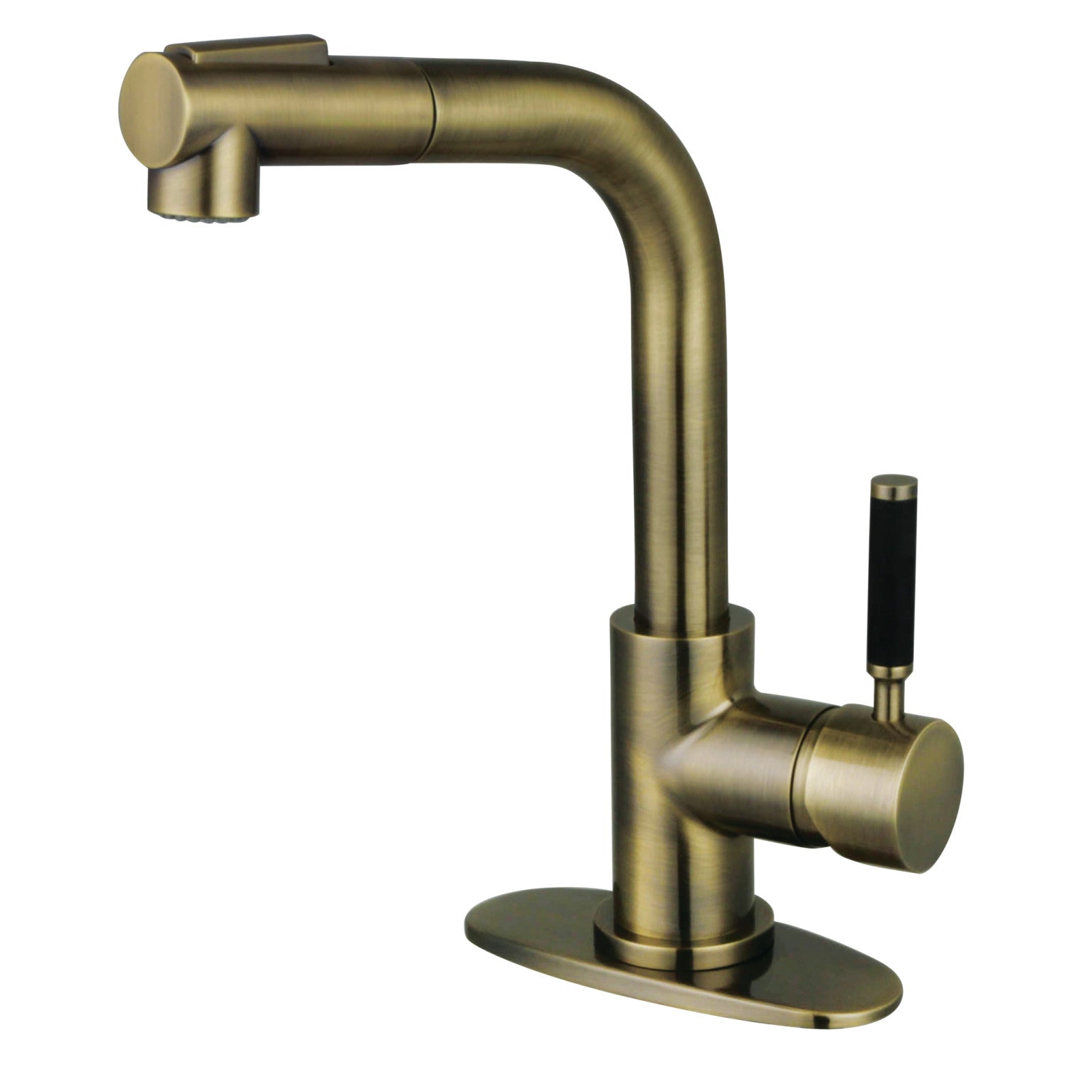 Kingston Sona LS241DKLAB - Kaiser Single-Handle 1-Hole Deck Mount Pull-Out Sprayer Bar Faucet, Antique Brass — image 1
