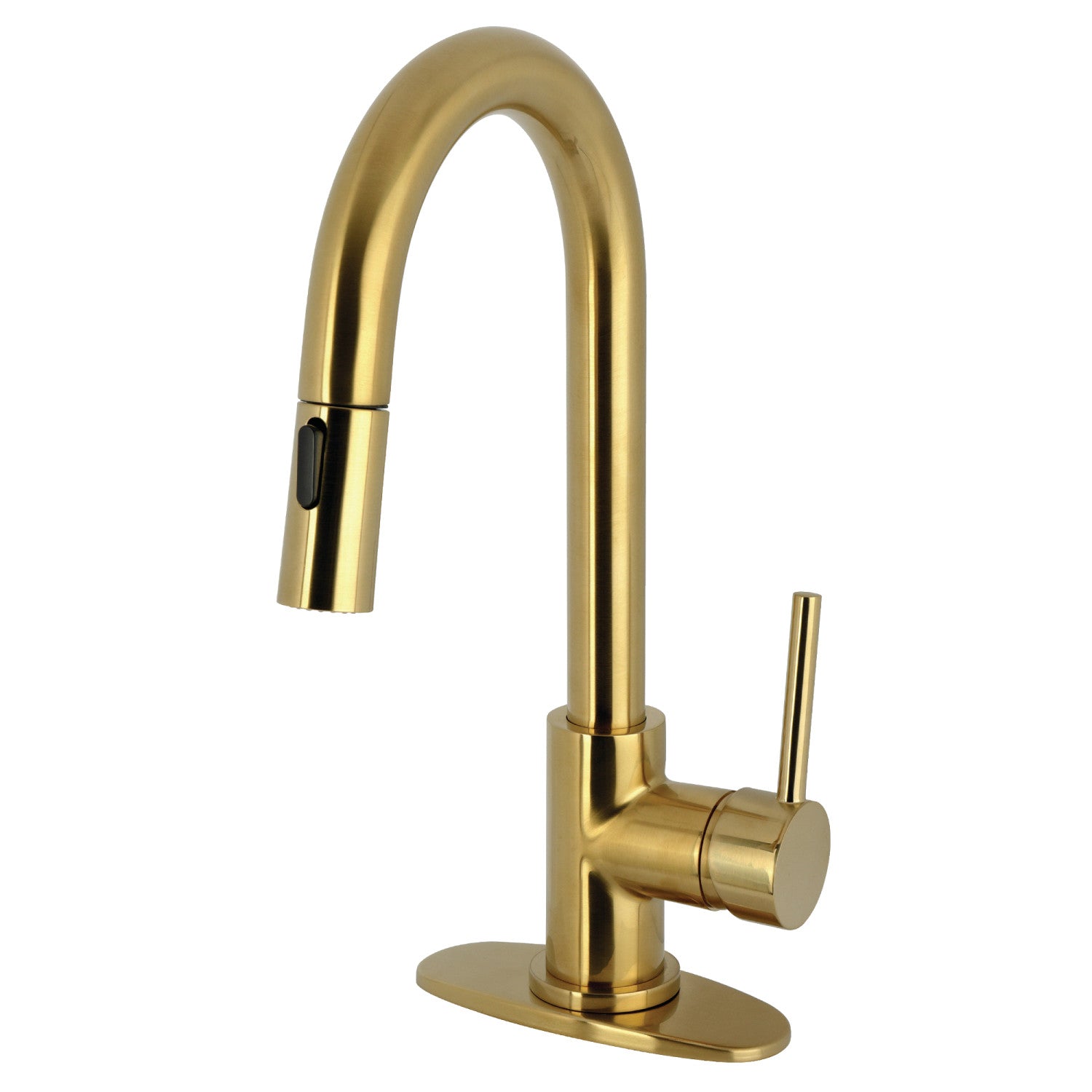 Kingston Sona LS2463DL - Concord One-Handle 1-Hole Deck Mount Bar Faucet with Pull Down Sprayer, Brushed Brass