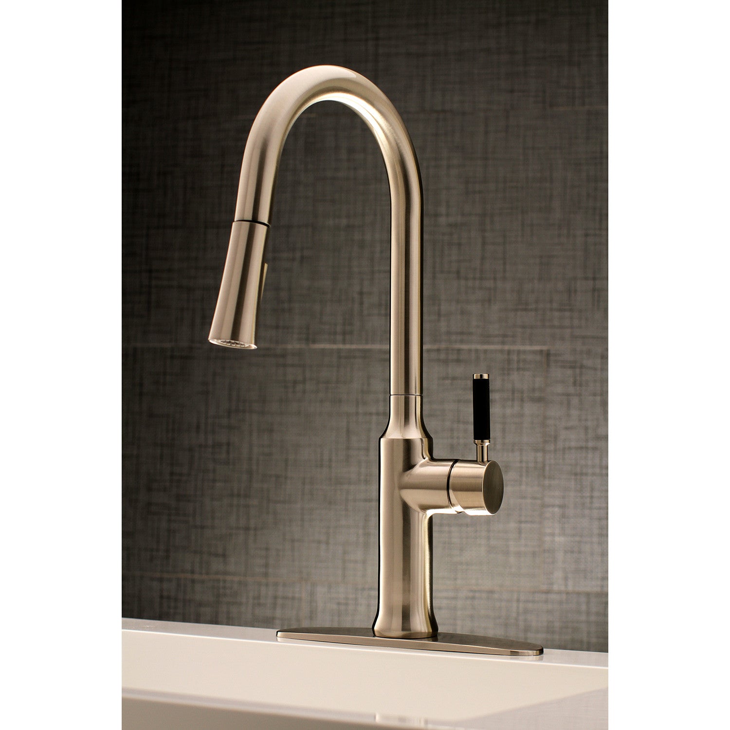 Kingston Sona LS2728DKL - Kaiser Single-Handle Pull-Down Kitchen Faucet, Brushed Nickel — thumbnail 3