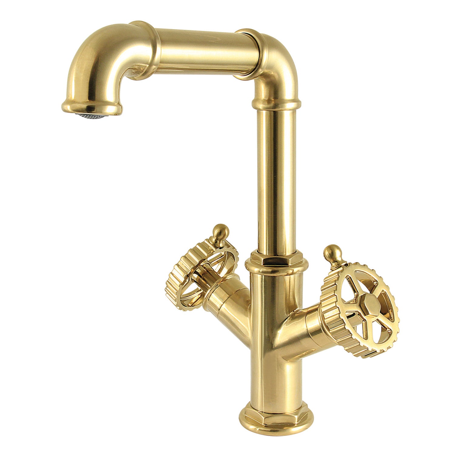 Kingston Fuller LS6303CG Two-Handle 1-Hole Bathroom Faucet with Push Pop-Up Drain, Brushed Brass