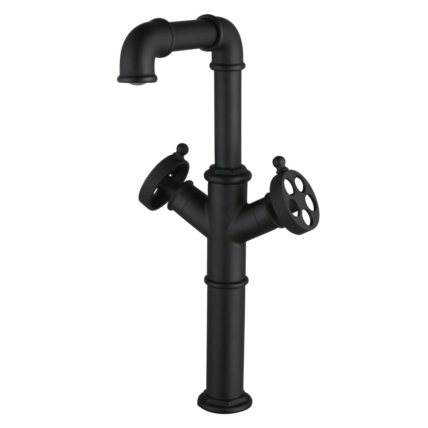 Kingston Sona LS6600RKZ - Wendell Two-Handle 1-Hole Deck Mount Vessel Faucet with Knurled Handle, Matte Black