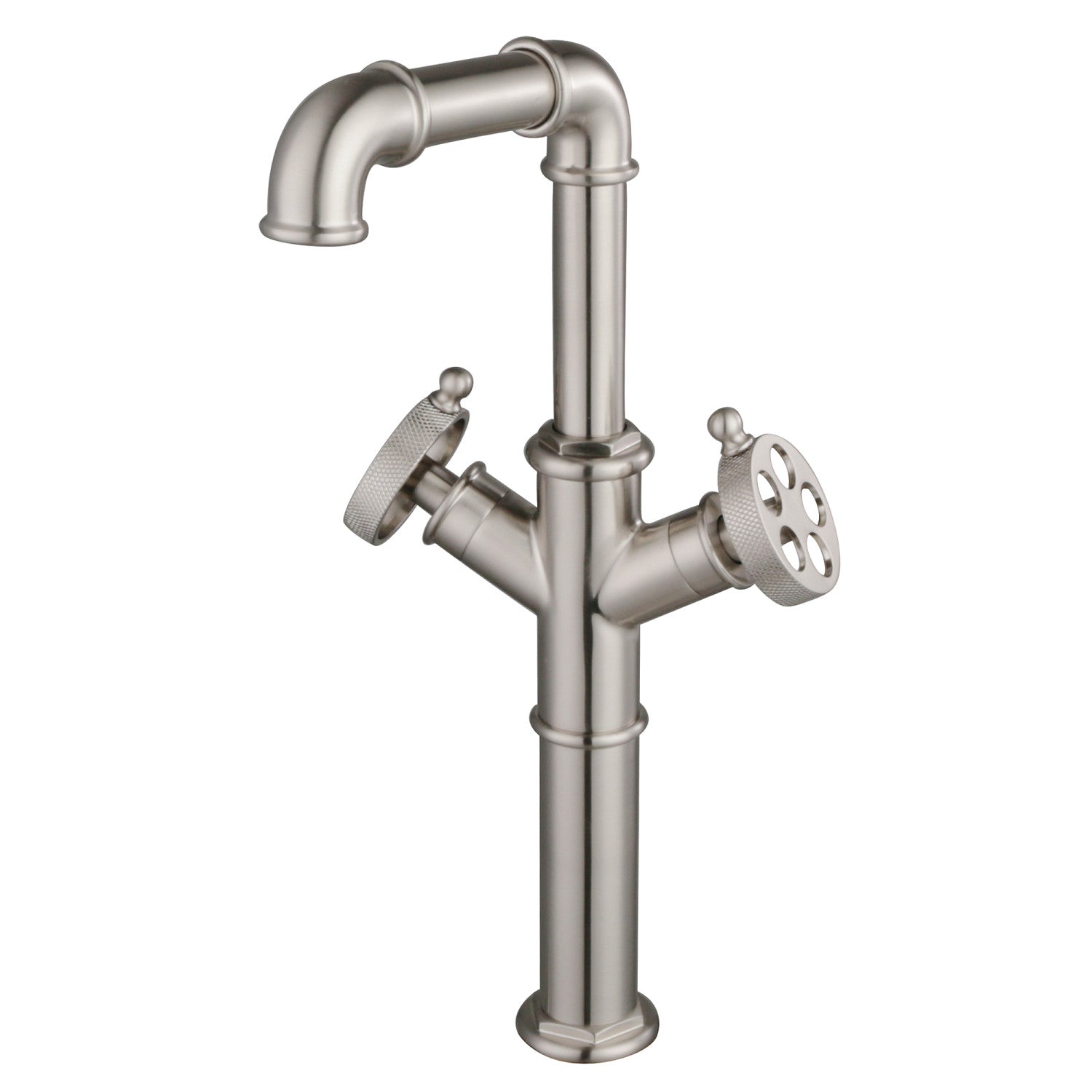 Kingston Sona LS6608RKZ - Wendell Two-Handle 1-Hole Deck Mount Vessel Faucet with Knurled Handle, Brushed Nickel