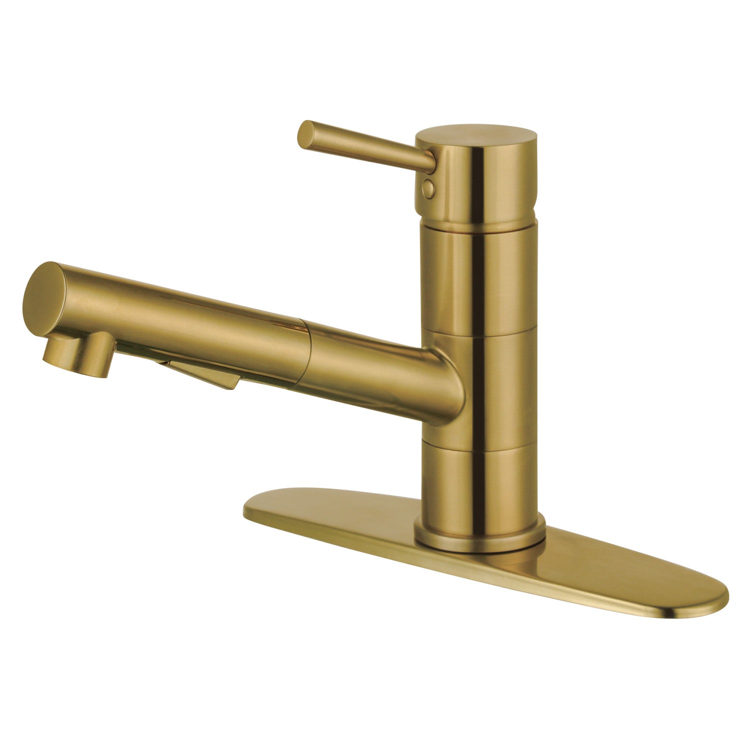 Kingston Sona LS8403DL - Concord Single-Handle 1-Hole Deck Mount Pull-Out Sprayer Kitchen Faucet, Brushed Brass