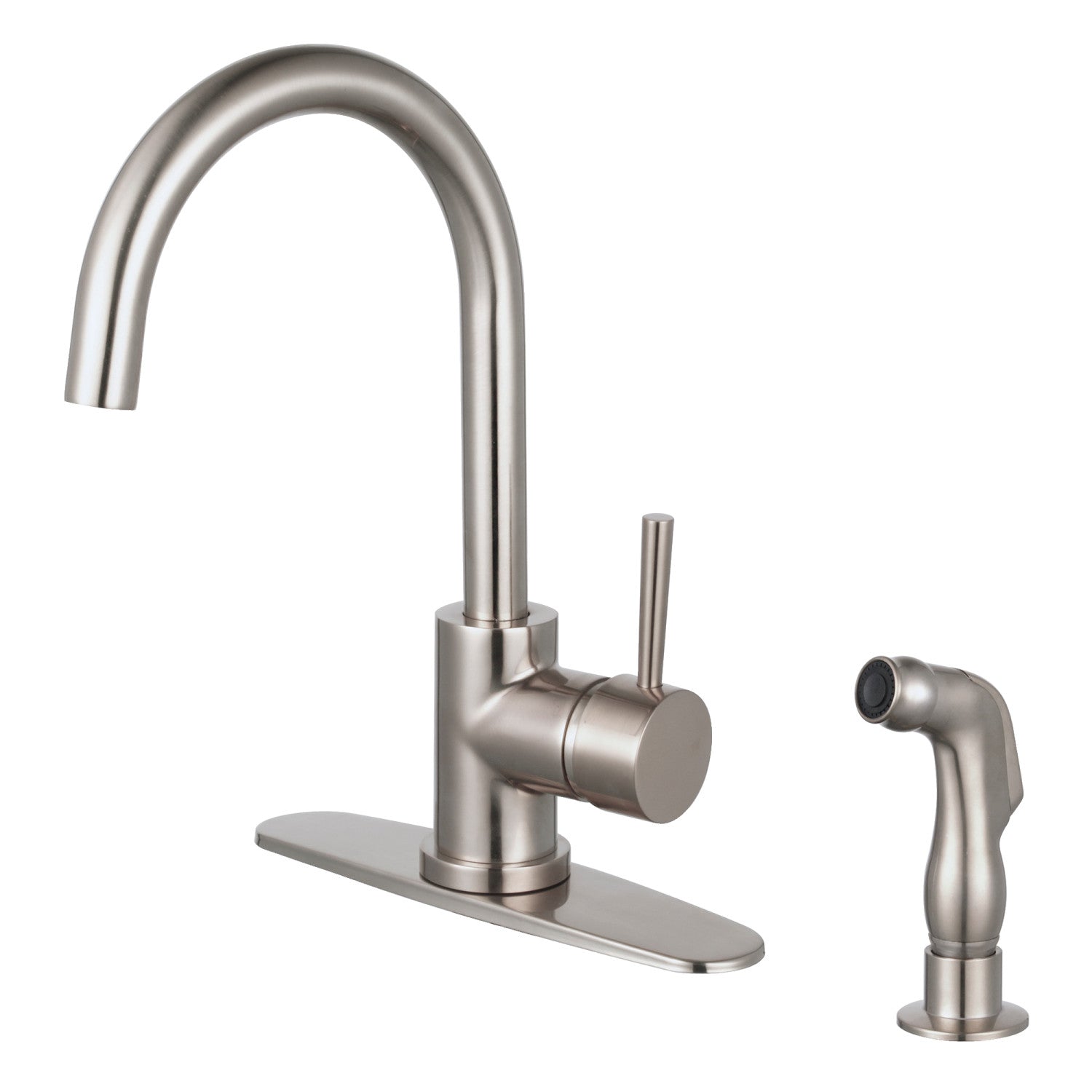 Kingston Sona LS8578DLSP - Concord Single-Handle 2-or-4 Hole Deck Mount Kitchen Faucet with Side Sprayer, Brushed Nickel