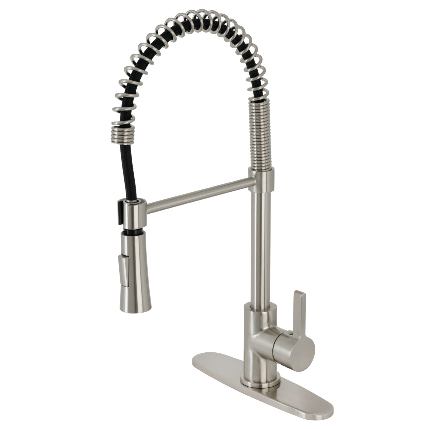 Kingston Sona LS8678CTL - Continental Single-Handle 1-Hole Deck Mount Pre-Rinse Kitchen Faucet, Brushed Nickel