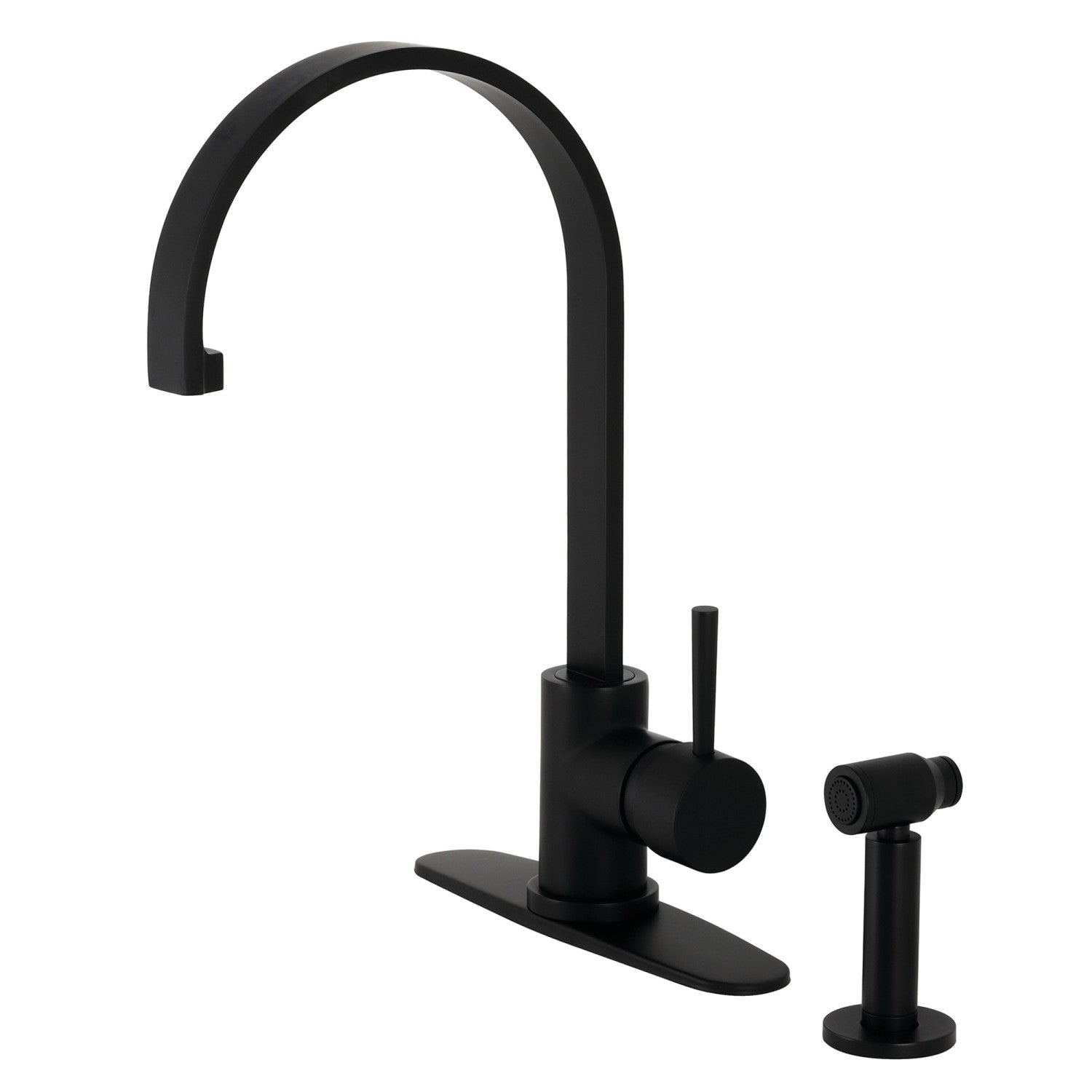 Kingston Sona LS8710DLBS - Concord Single-Handle 1-or-3 Hole Deck Mount Kitchen Faucet with Brass Side Sprayer, Matte Black