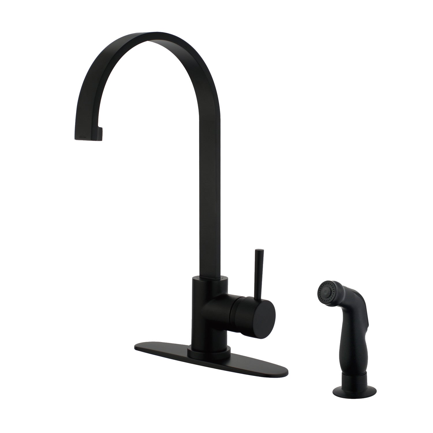 Kingston Sona LS8710DLSP - Concord Single-Handle 2-Hole Deck Mount Kitchen Faucet with Side Sprayer, Matte Black