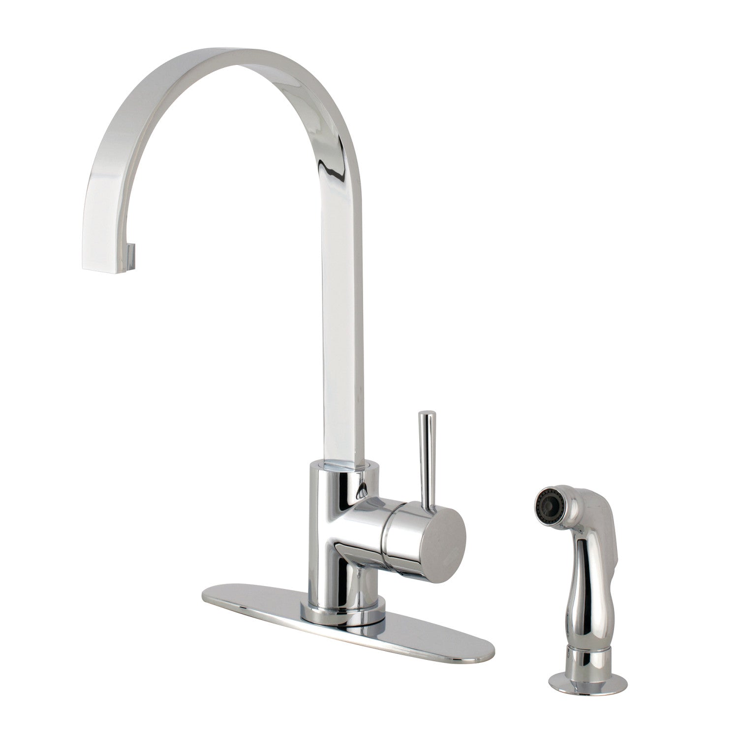 Kingston Sona LS8711DLSP - Concord Single-Handle 2-Hole Deck Mount Kitchen Faucet with Side Sprayer, Polished Chrome