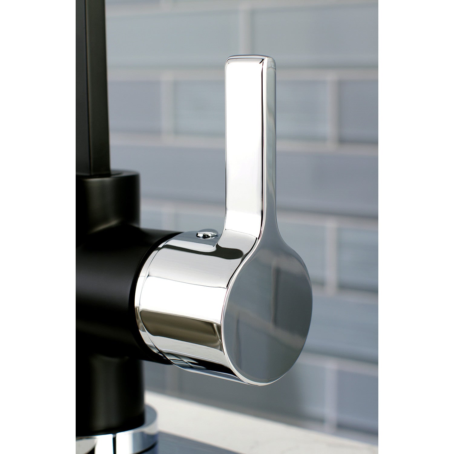 Kingston Sona LS8717CTLSP - Continental Single-Handle 2-Hole Deck Mount Kitchen Faucet with Side Sprayer, Matte Black/Polished Chrome — thumbnail 3